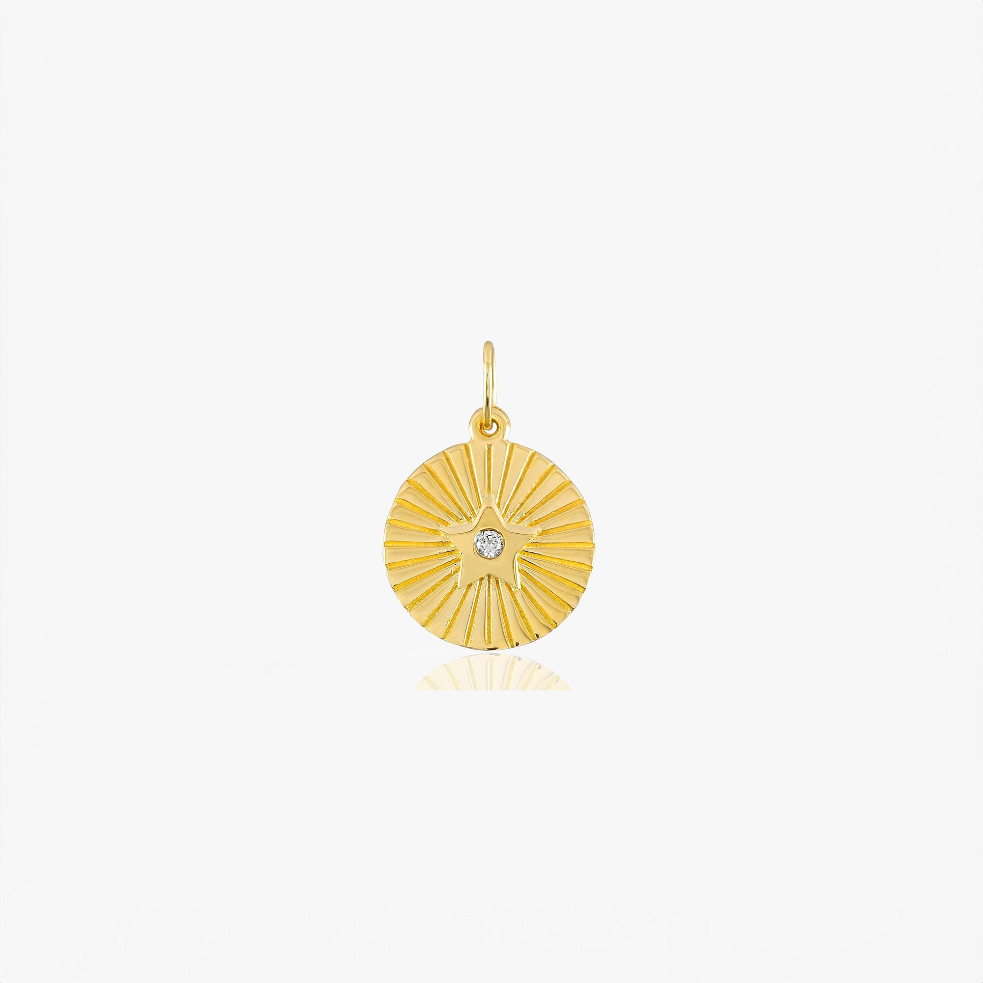 Diamond Star Coin Charm in 14K Gold