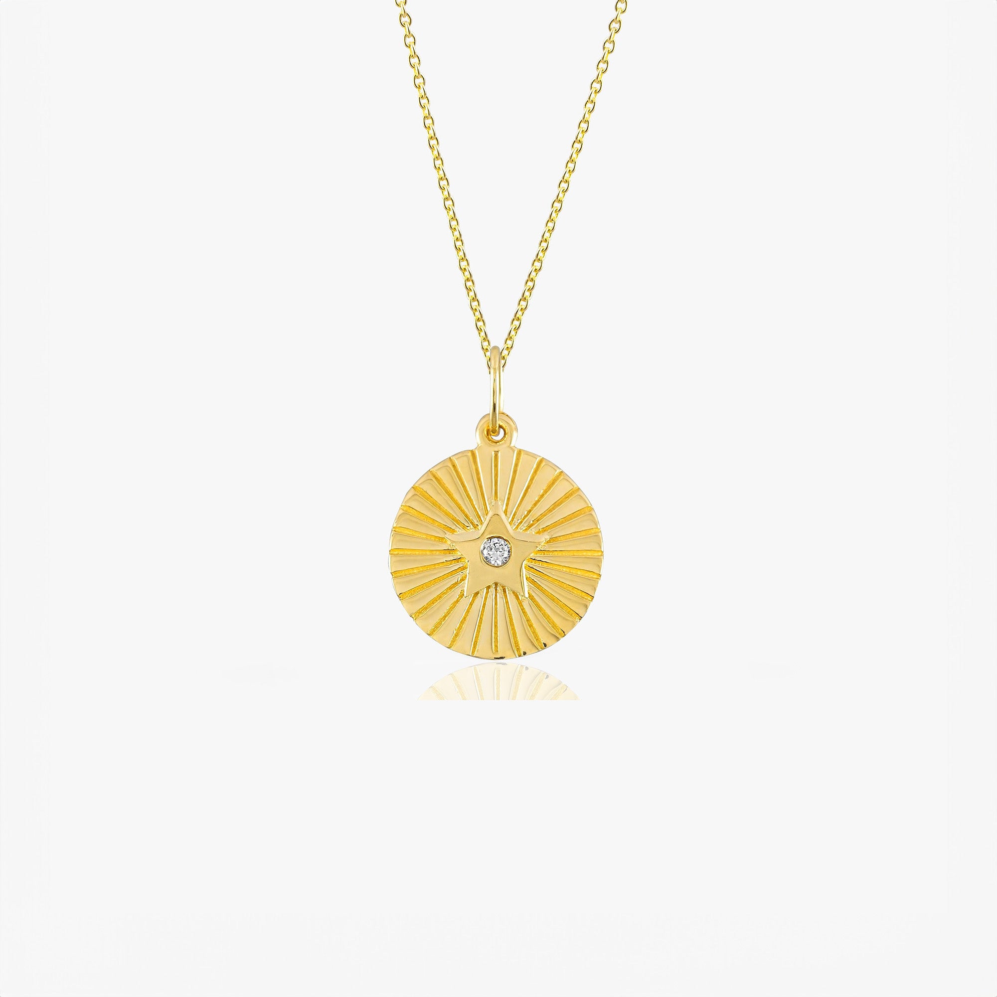 Diamond Star Coin Necklace in 14K Gold