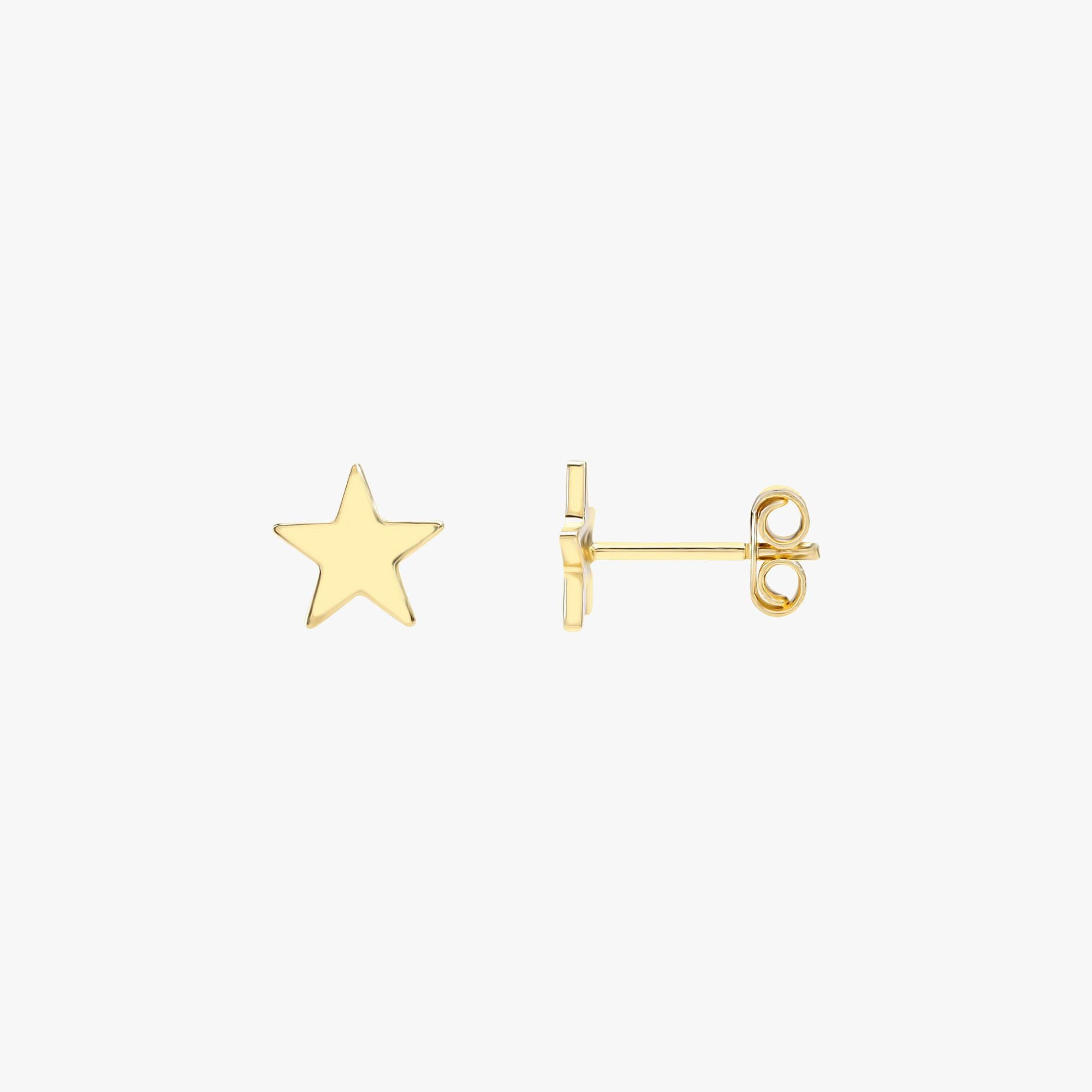 Sideview of a mini star shaped stud on white background