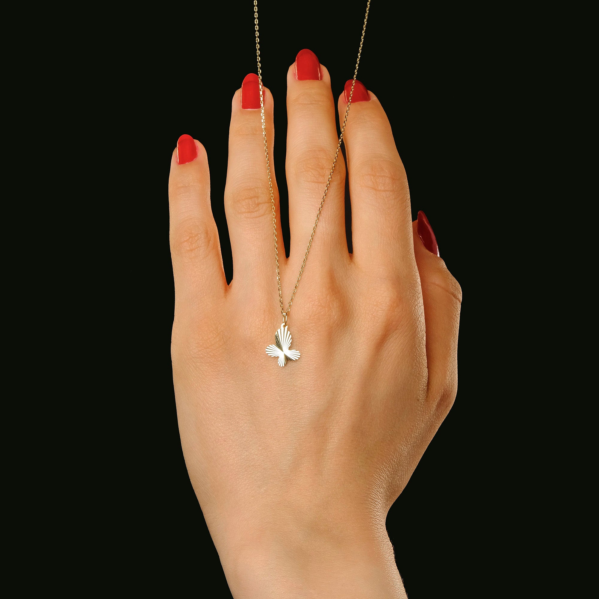 Glitter Butterfly Charm in 14K Gold