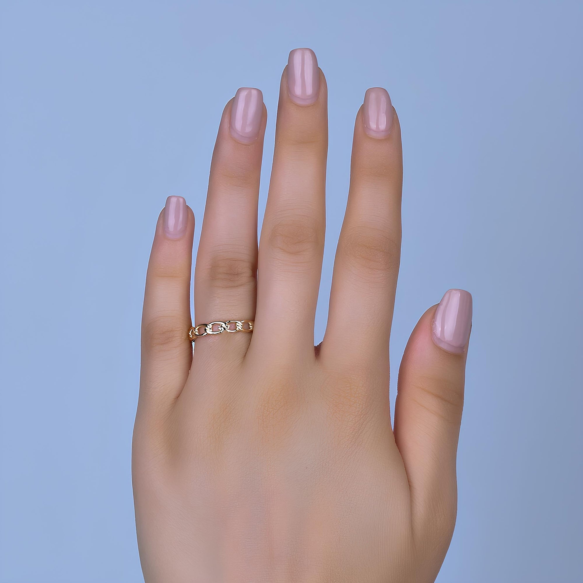 Minimalist Chain Ring in 14K Gold
