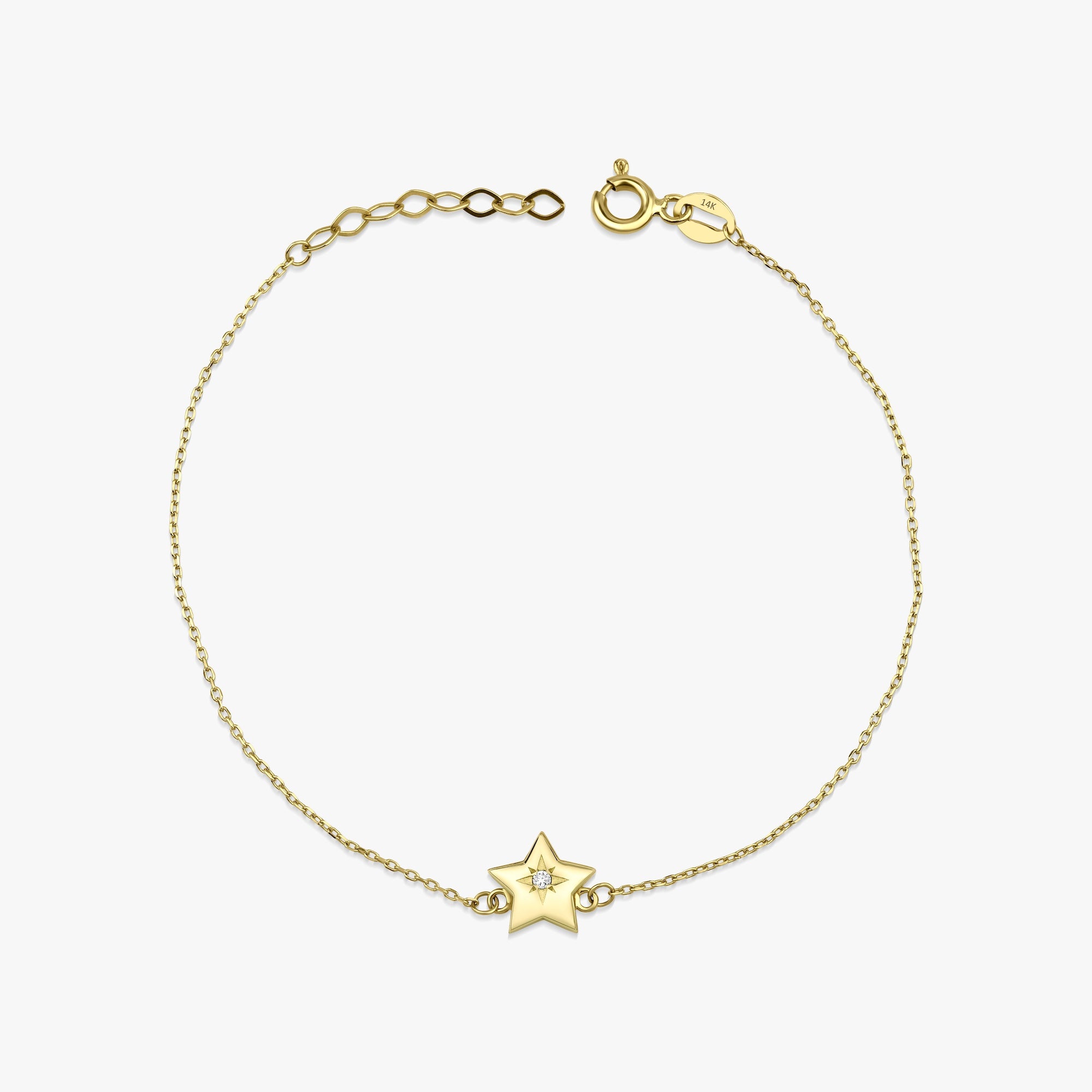 Minimal Diamond Star Bracelet in 14K Gold