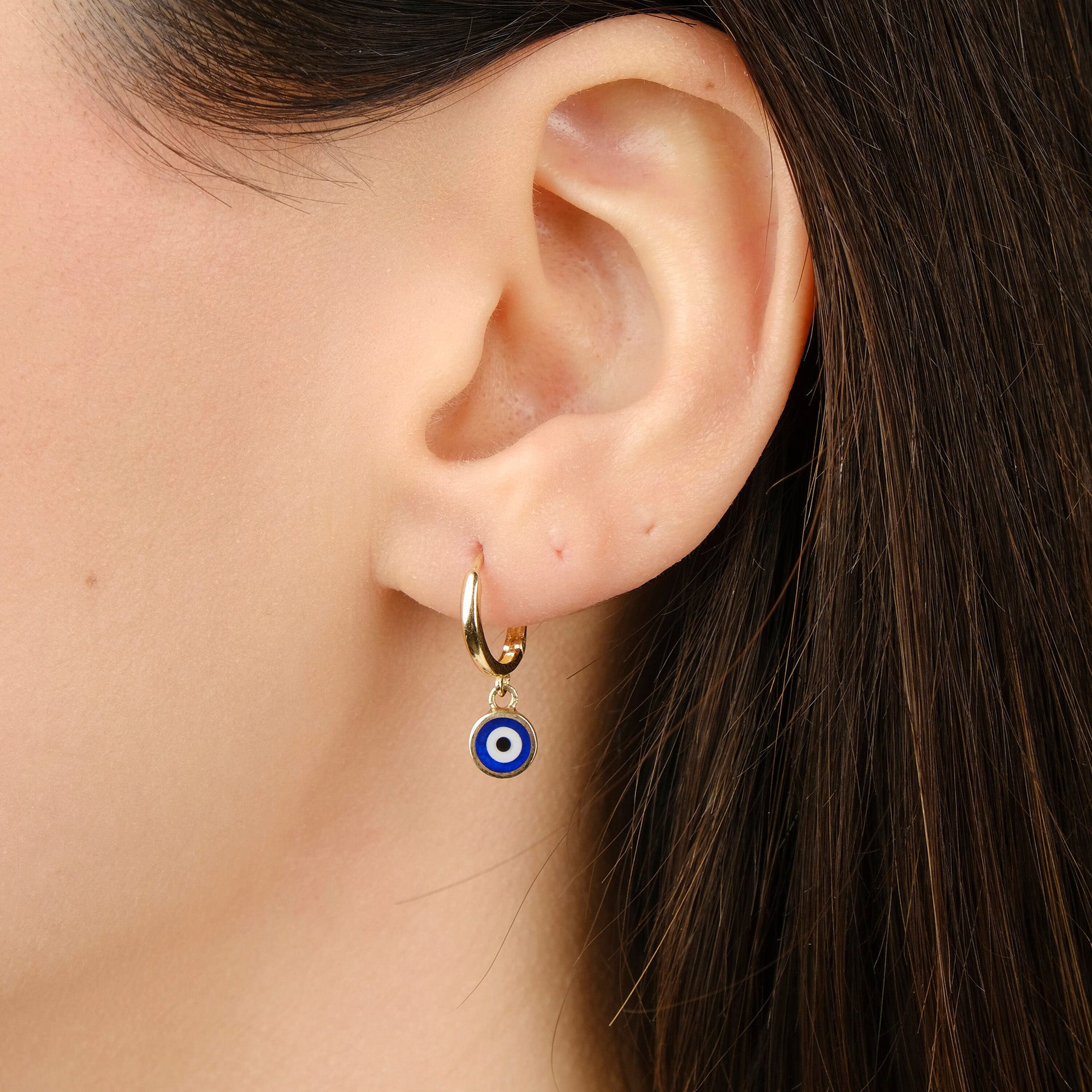 Evil Eye Hoops in 14K Gold