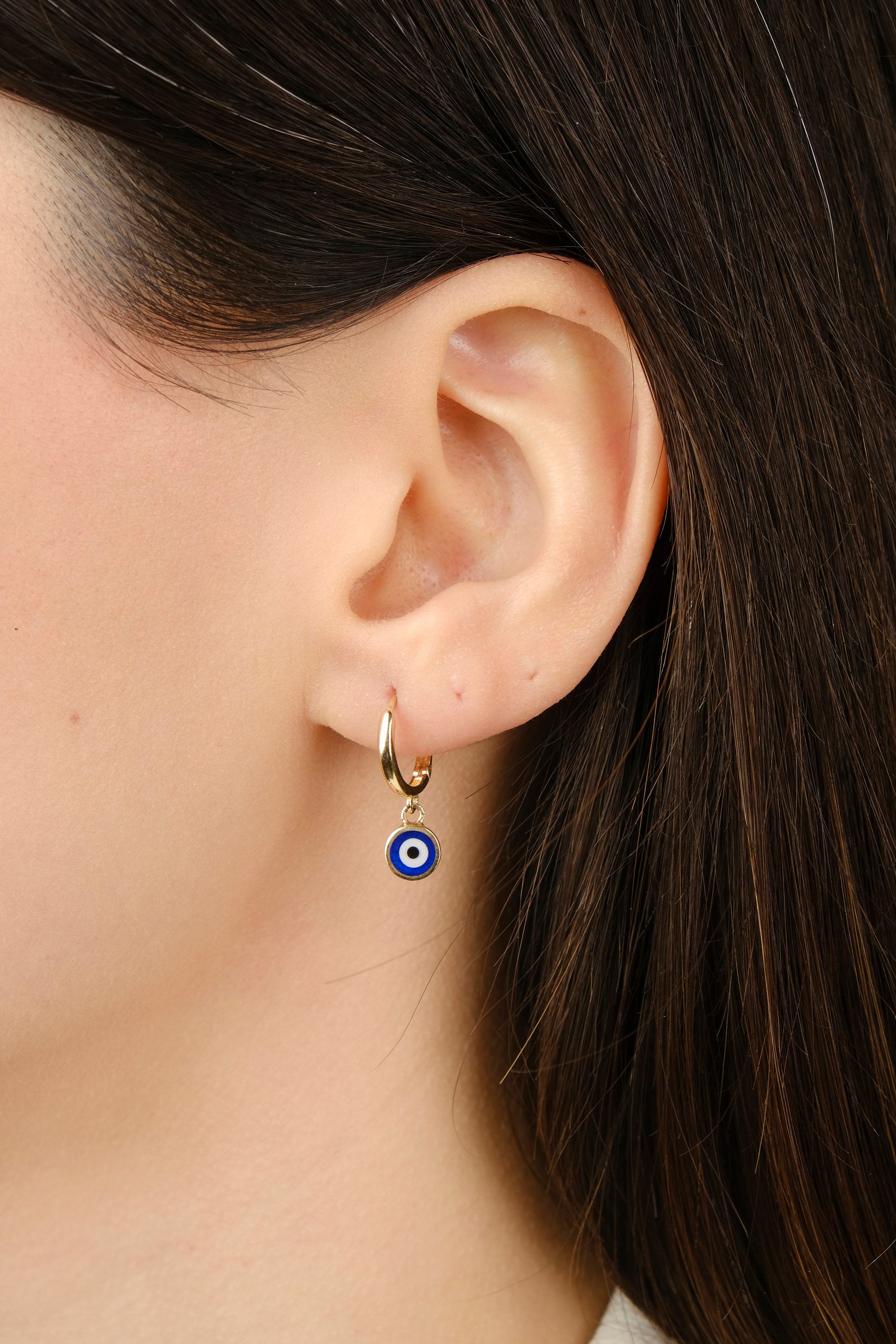 Evil Eye Hoops in 14K Gold