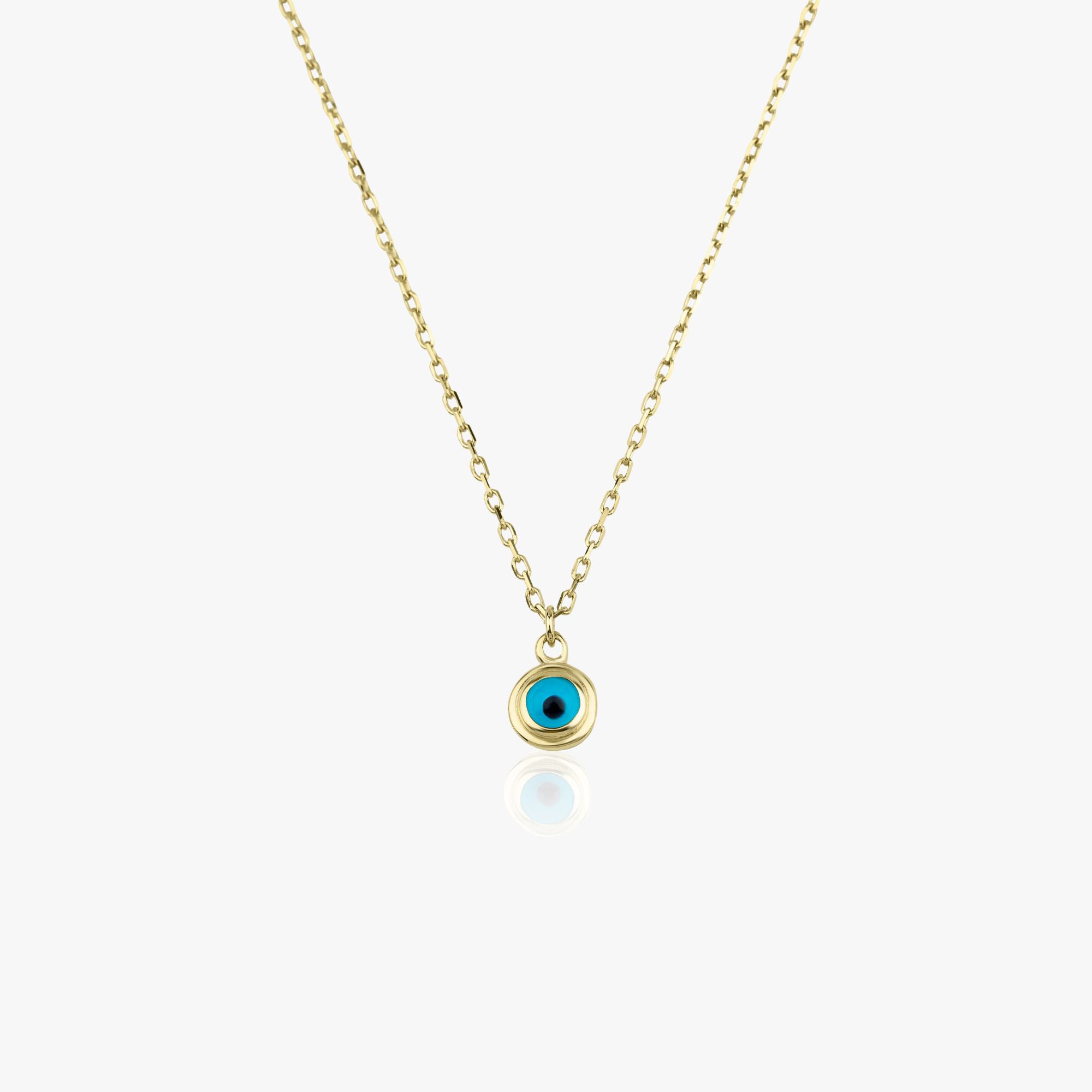 Minimal Evil Eye Necklace in 14K Gold