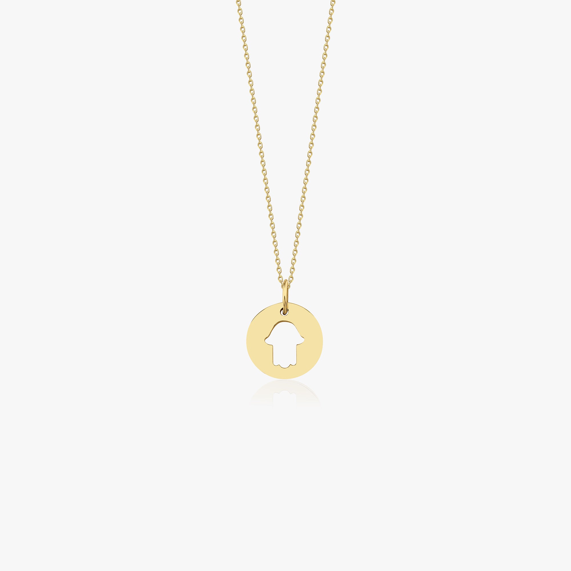 Mini Hamsa Charm Necklace in 14K Gold