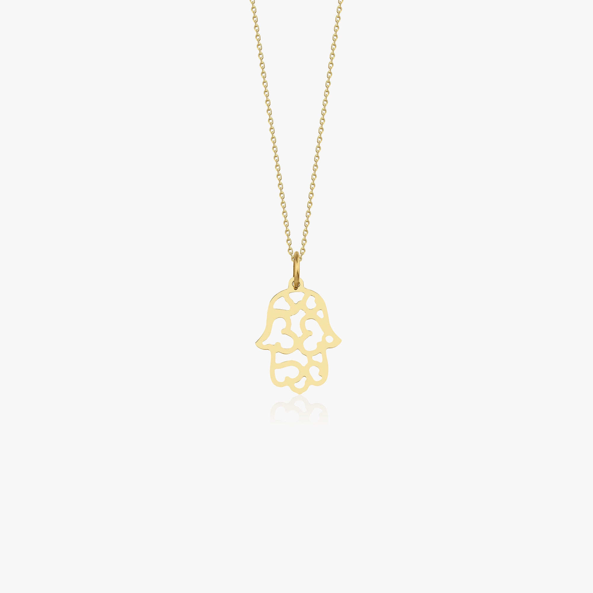 Minimal Hamsa Necklace in 14K Gold