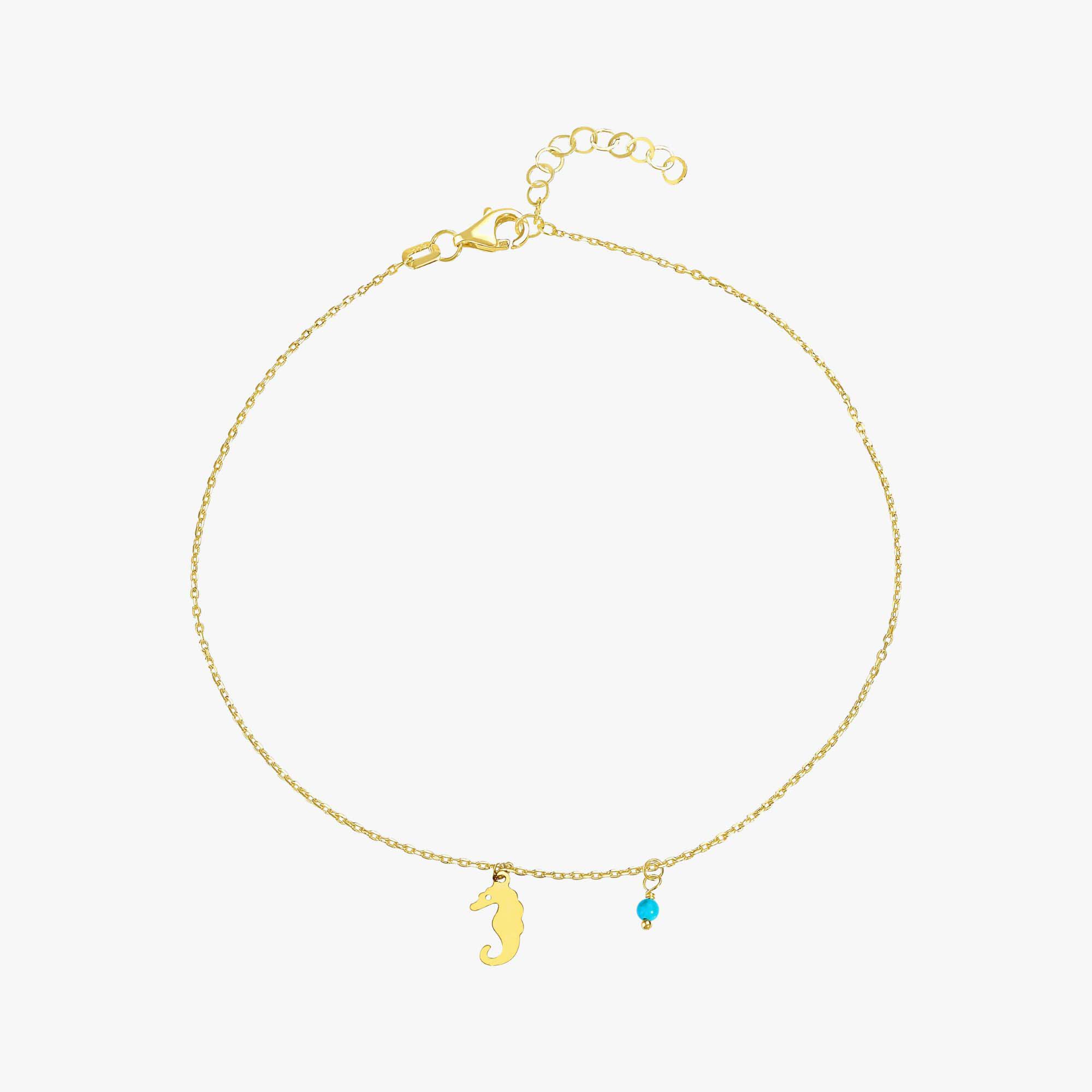 Minimal Seahorse Anklet in 14K Gold