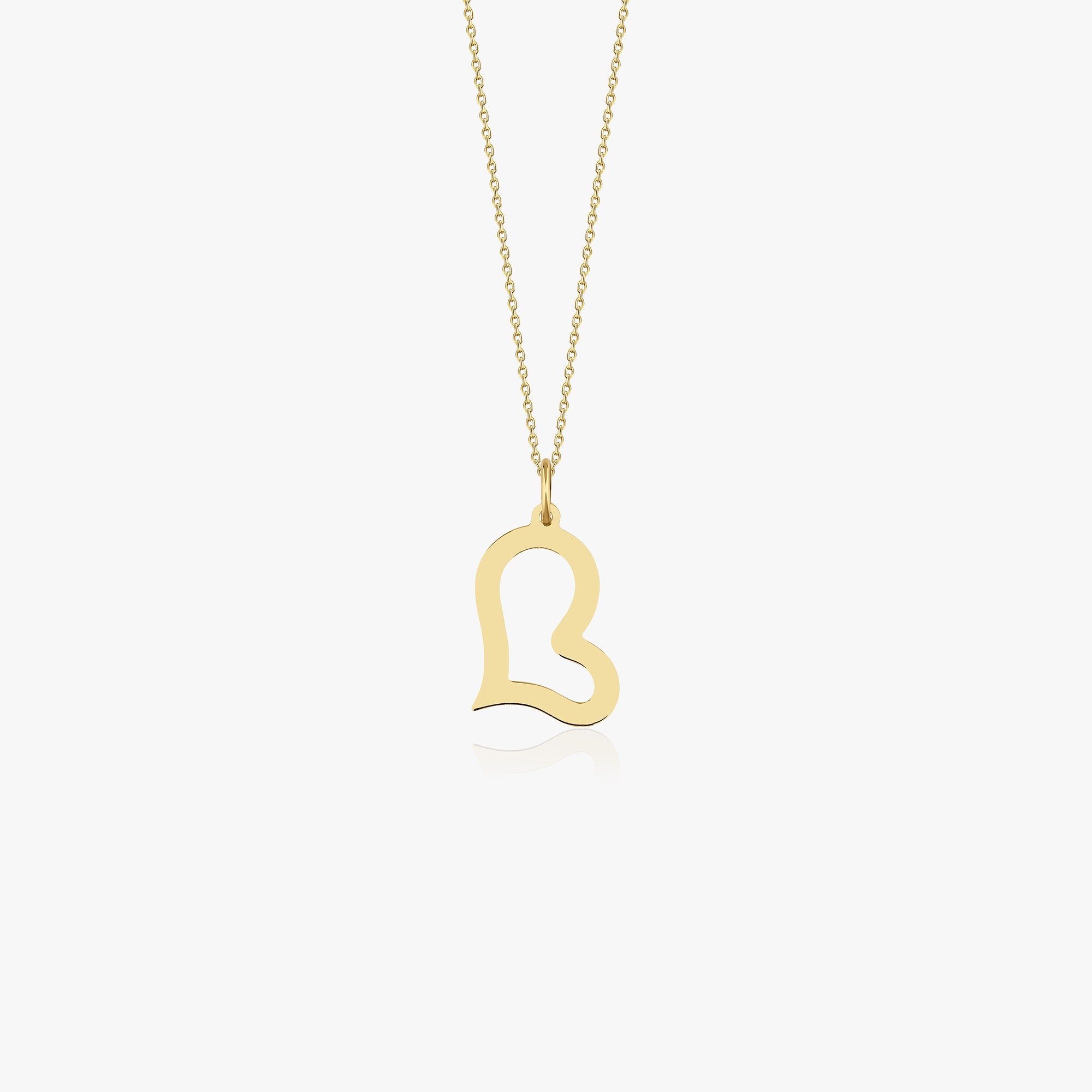Sideways Open Heart Necklace in 14K Gold
