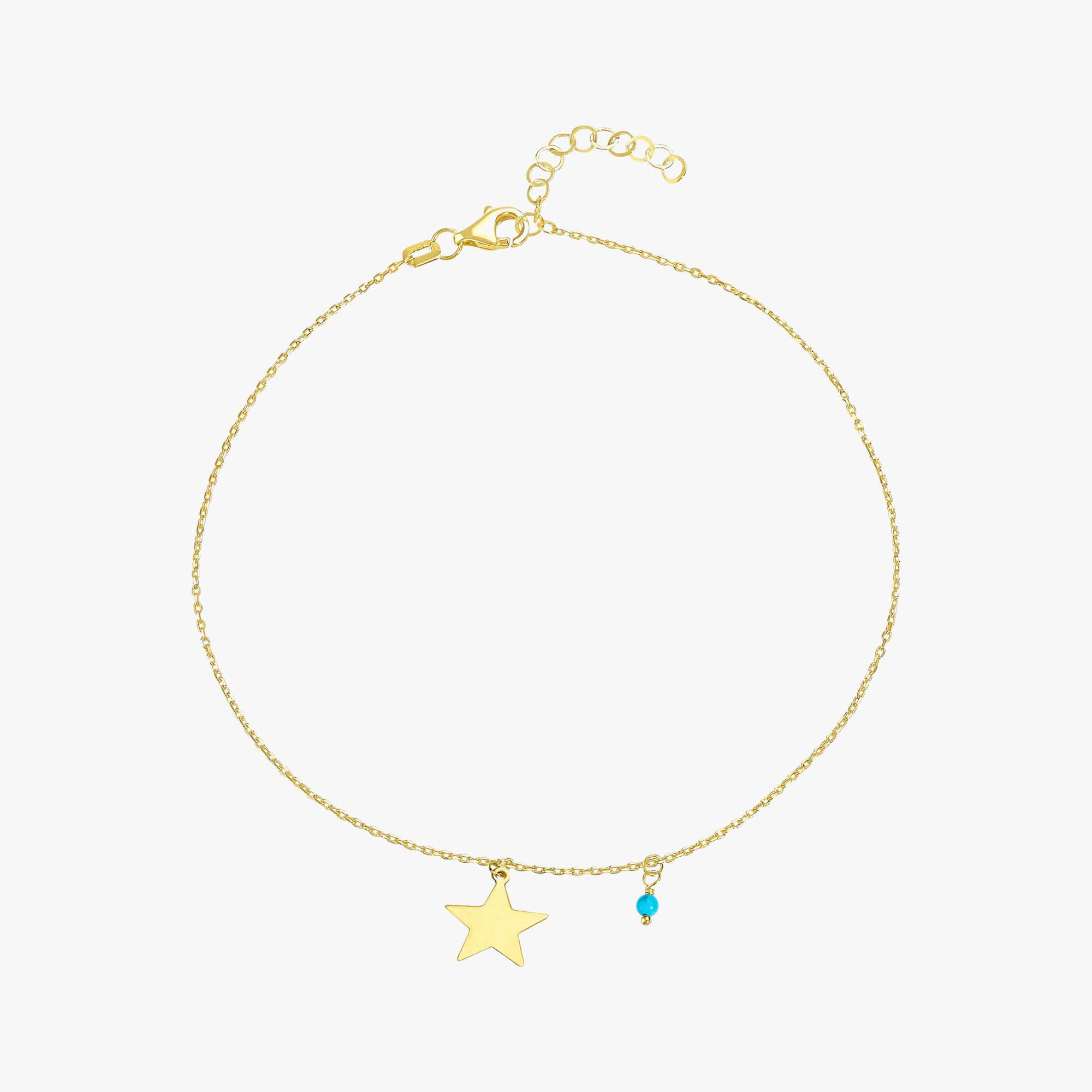 Minimal Star Anklet in 14K Gold