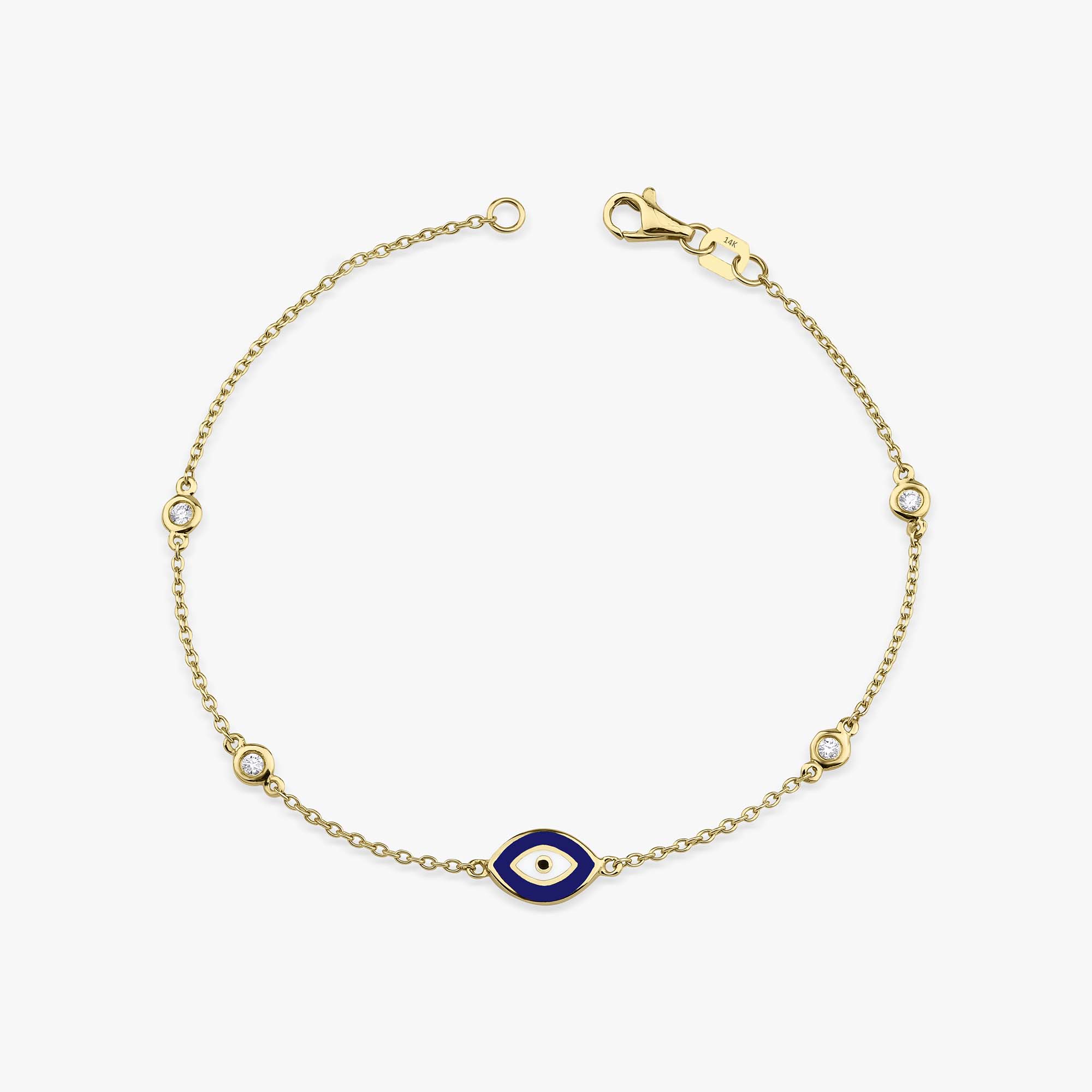 Diamond By The Yard Navy Blue Evil Eye Bracelet in 14K Gold