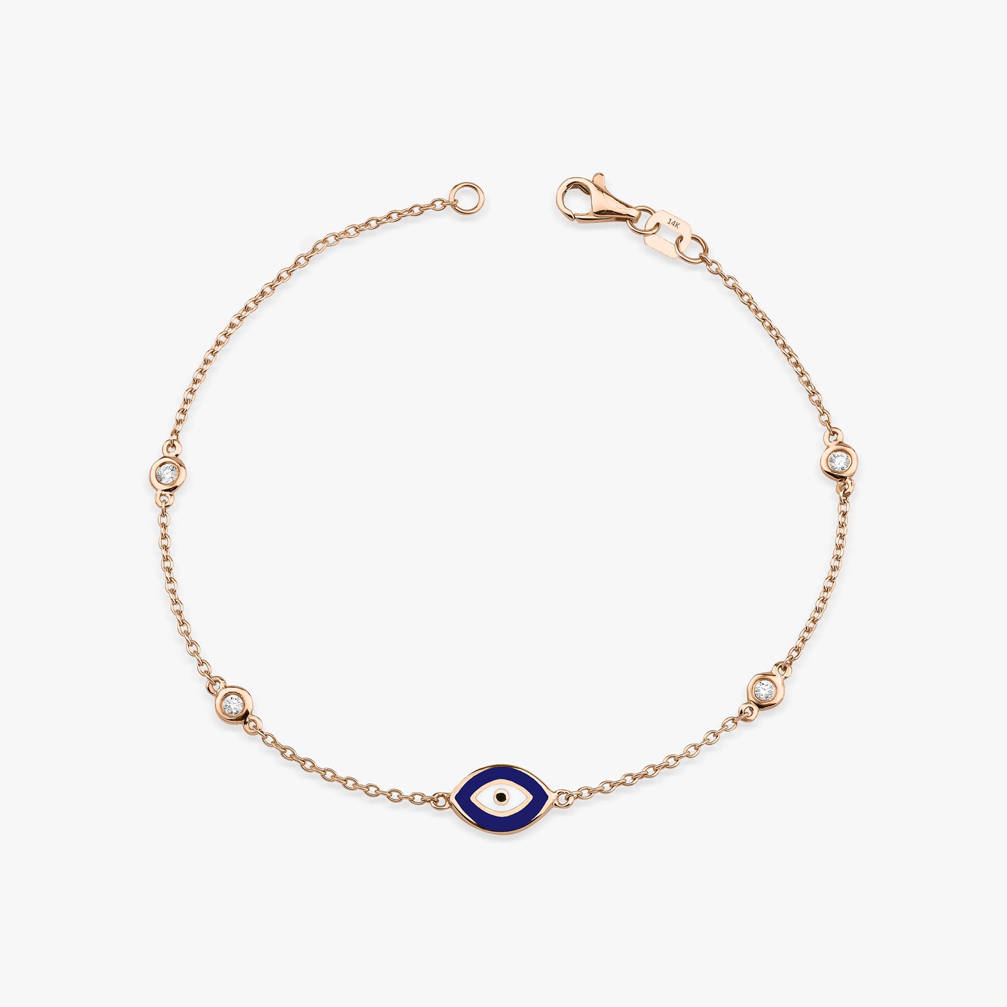 Diamond By The Yard Navy Blue Evil Eye Bracelet in 14K Gold