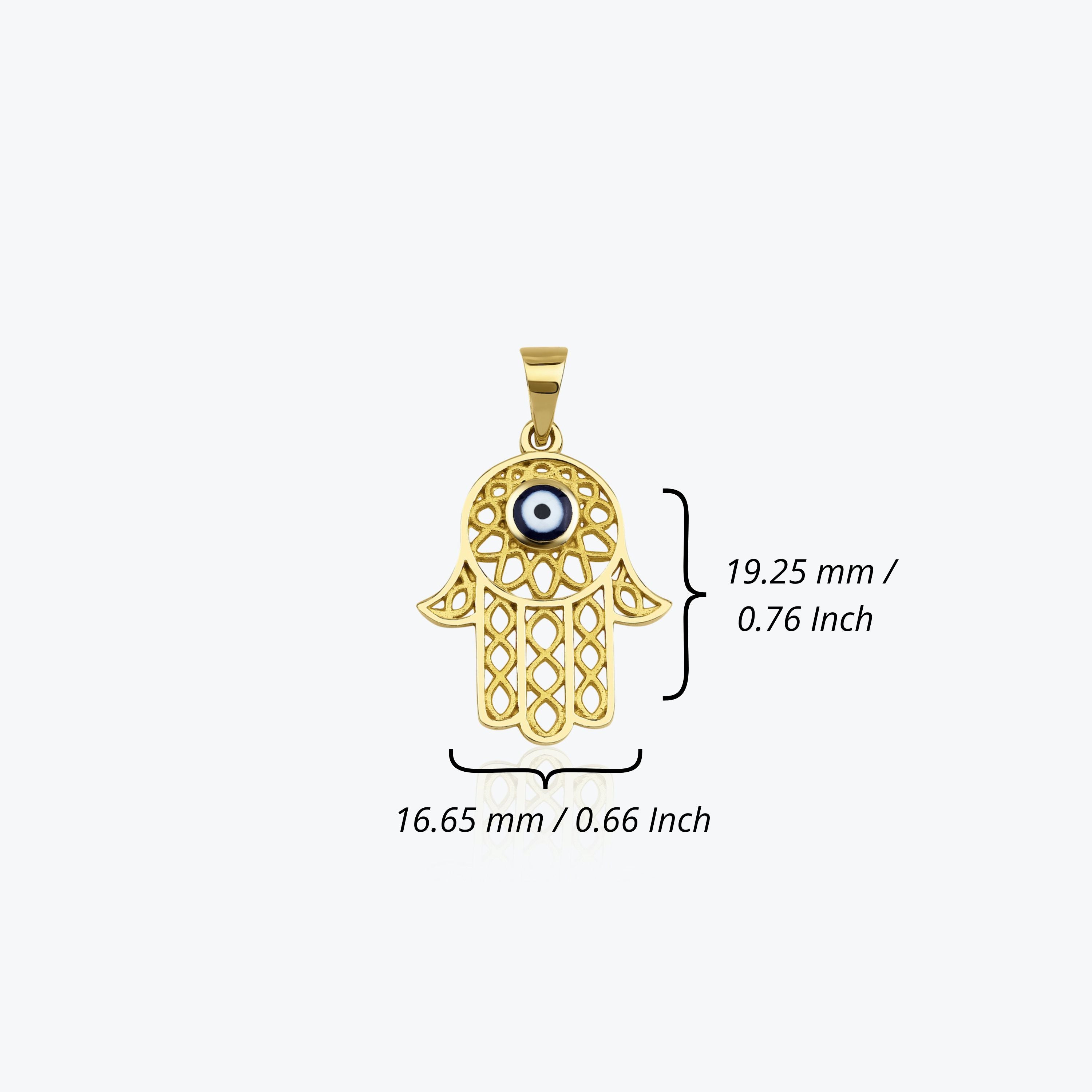 Large Navy Blue Hamsa Pendant in 14K Gold