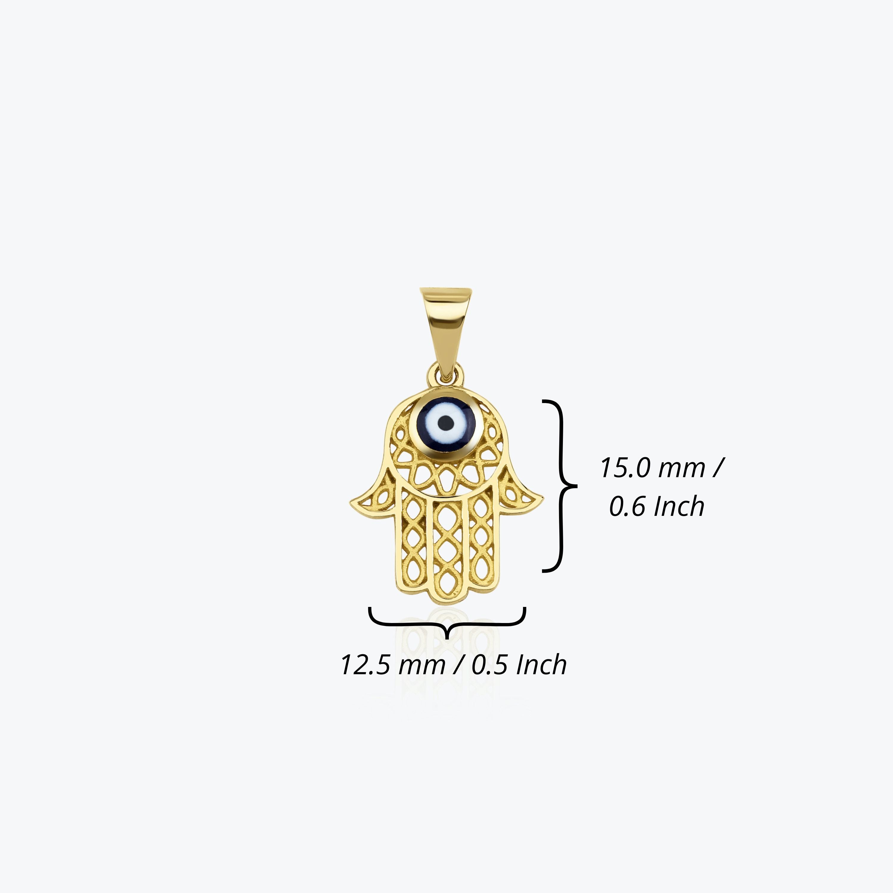 Small Navy Blue Hamsa Pendant in 14K Gold