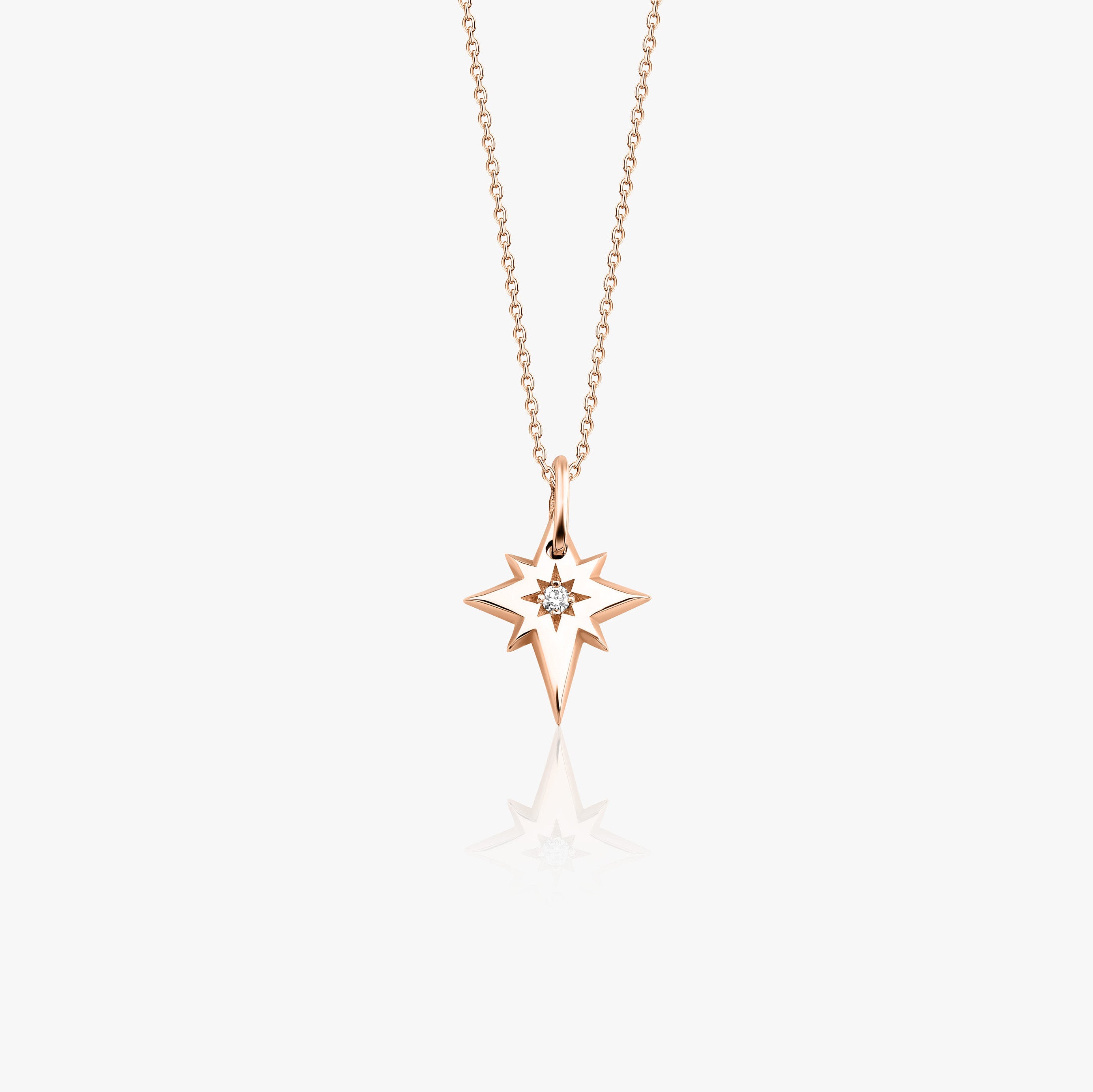 Tiny Diamond North Star Necklace in 14K Gold