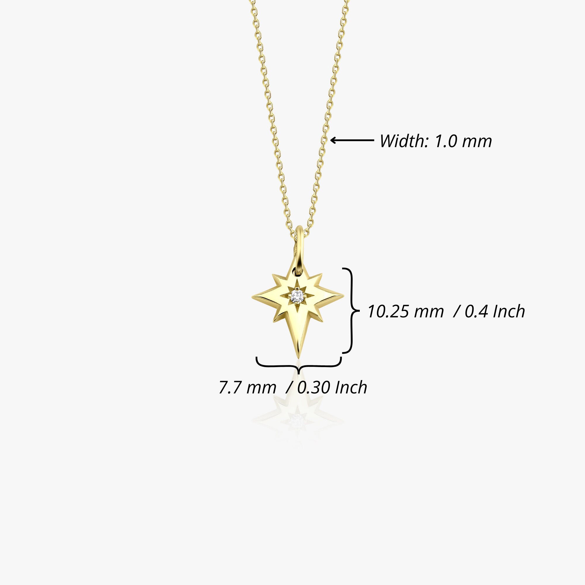 Tiny Diamond North Star Necklace in 14K Gold