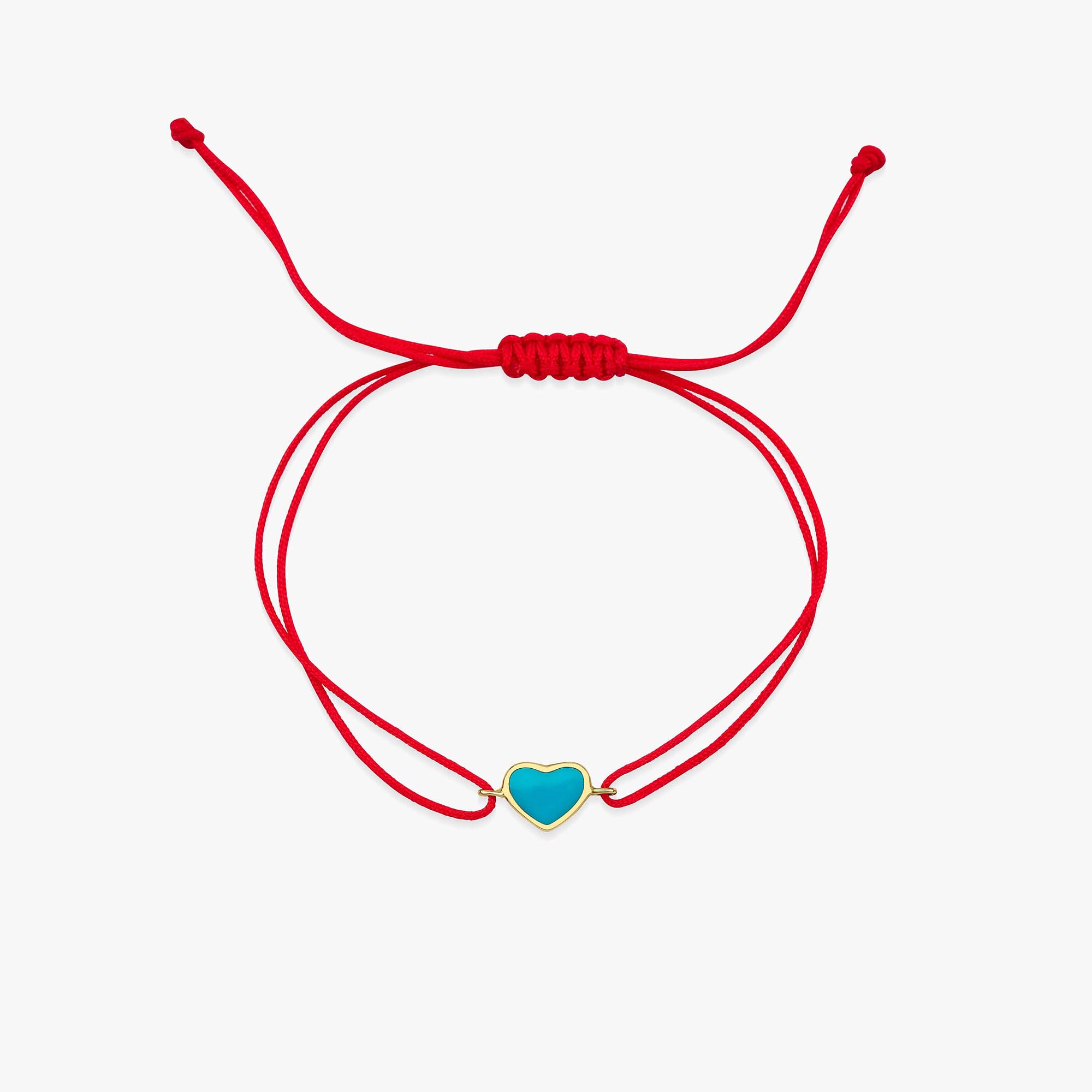 Ocean Blue Heart Rope Bracelet in 14K Gold
