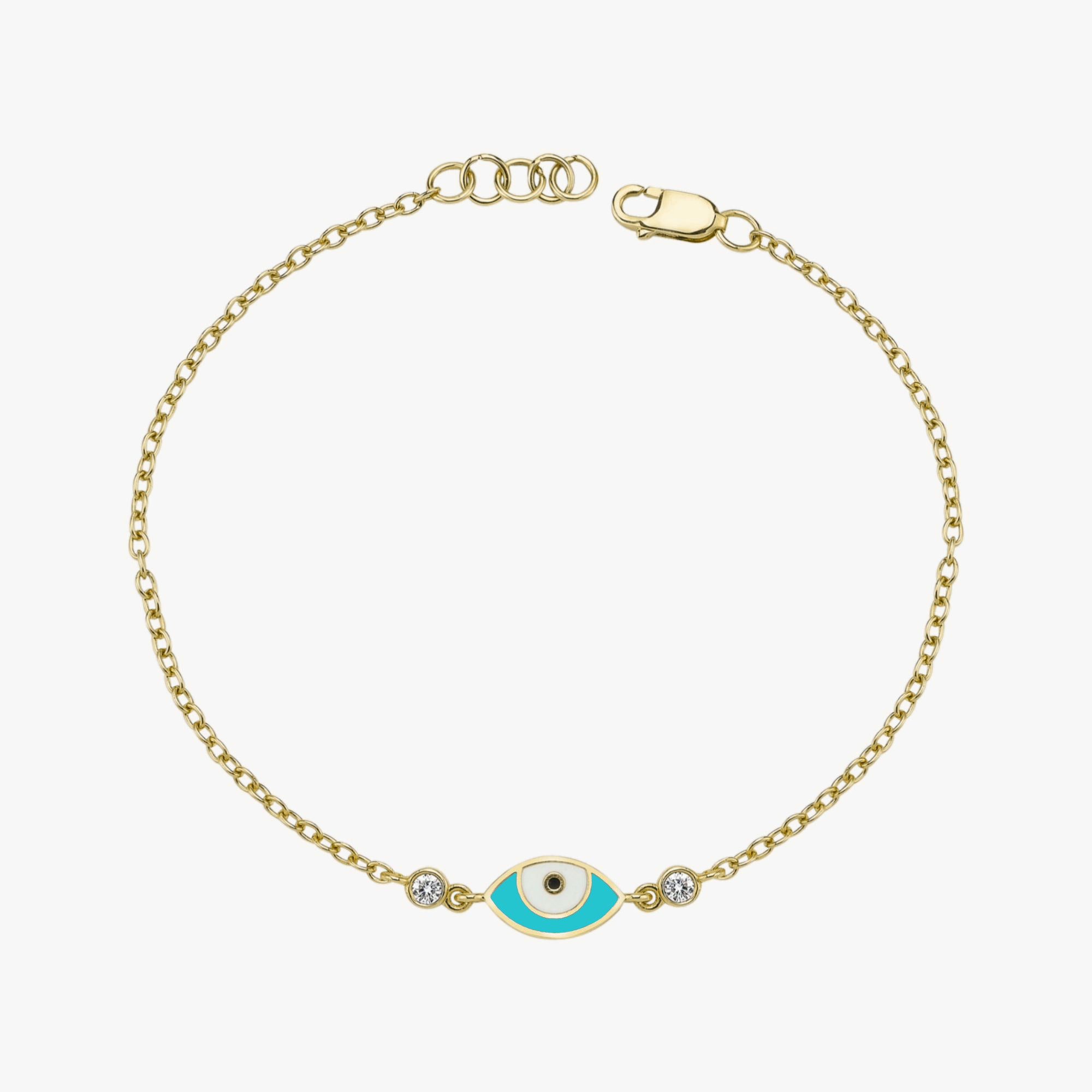 Ocean Blue Diamond Evil Eye Bracelet
