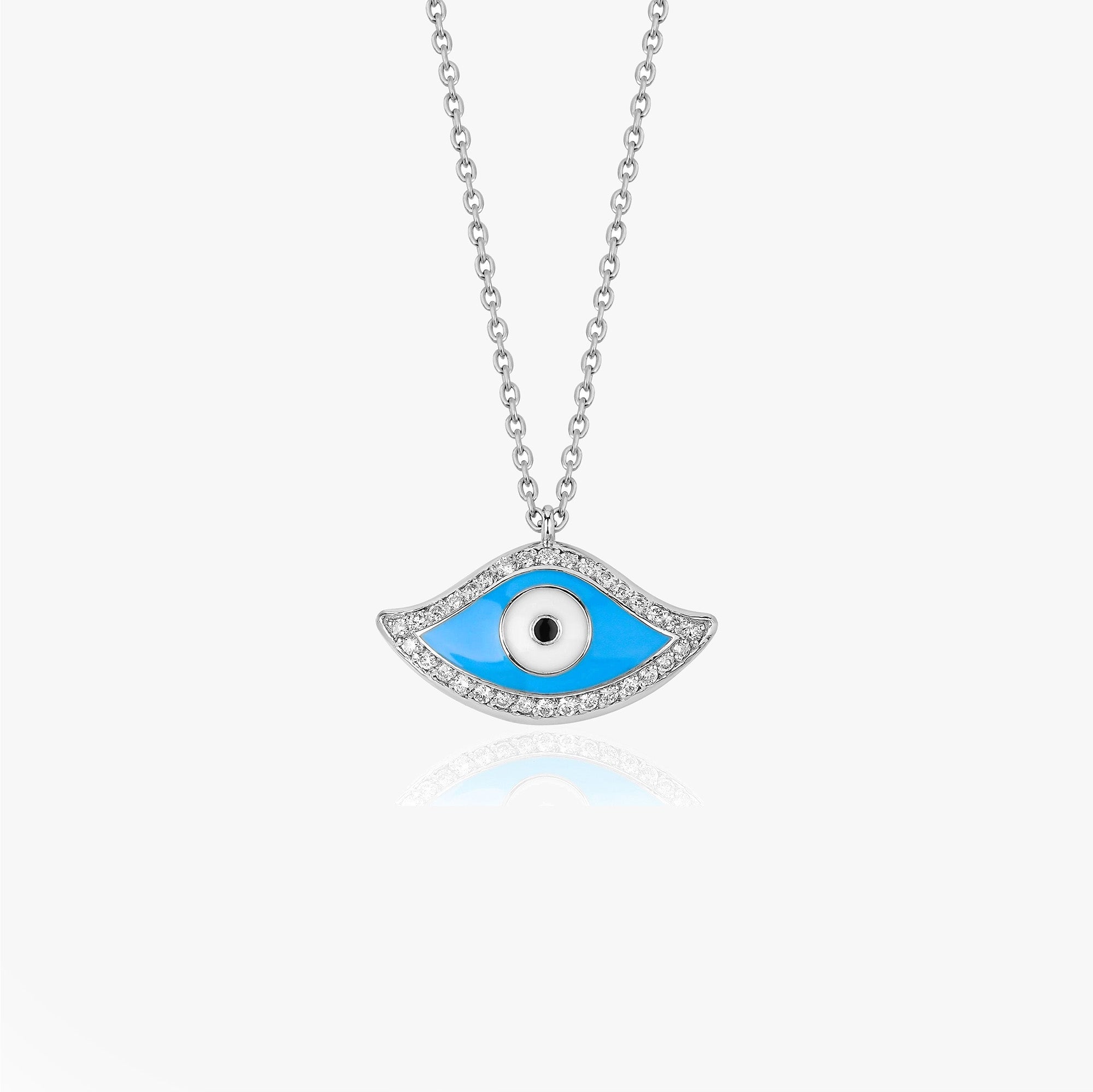 Traditional Diamond Evil Eye Necklace Available in 14K and 18K Gold