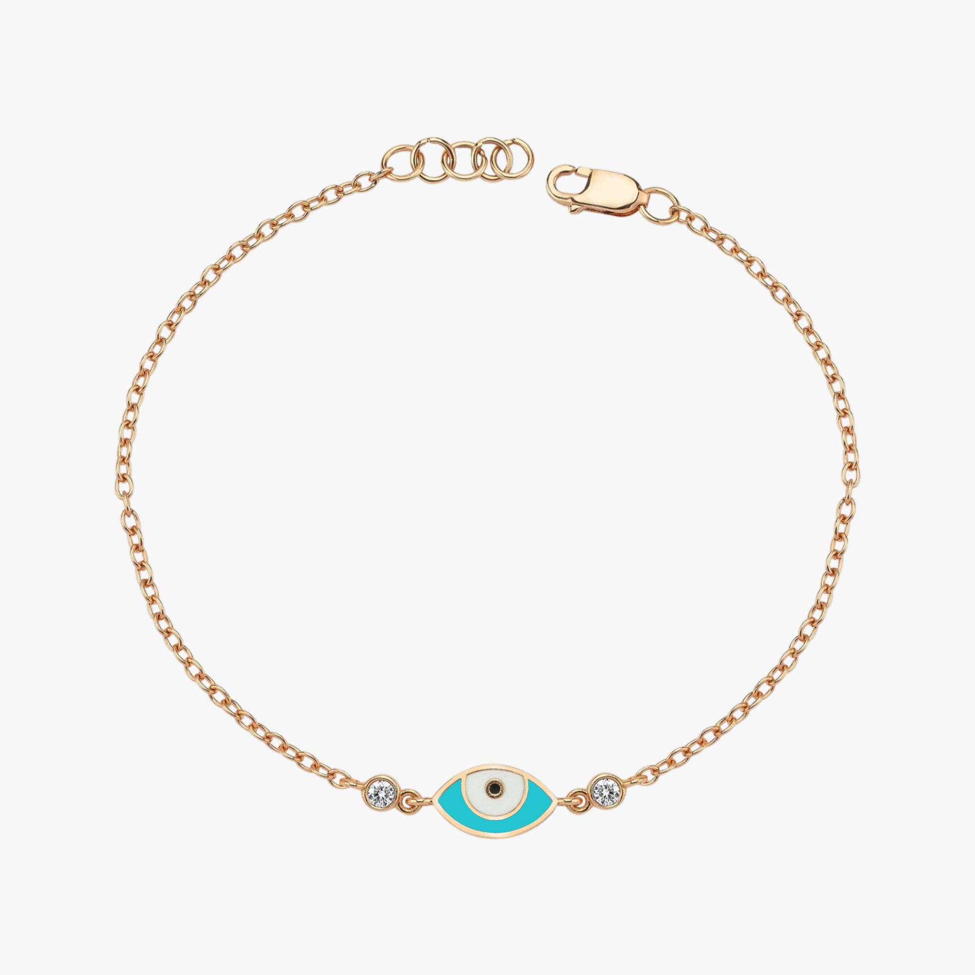 Ocean Blue Diamond Evil Eye Bracelet
