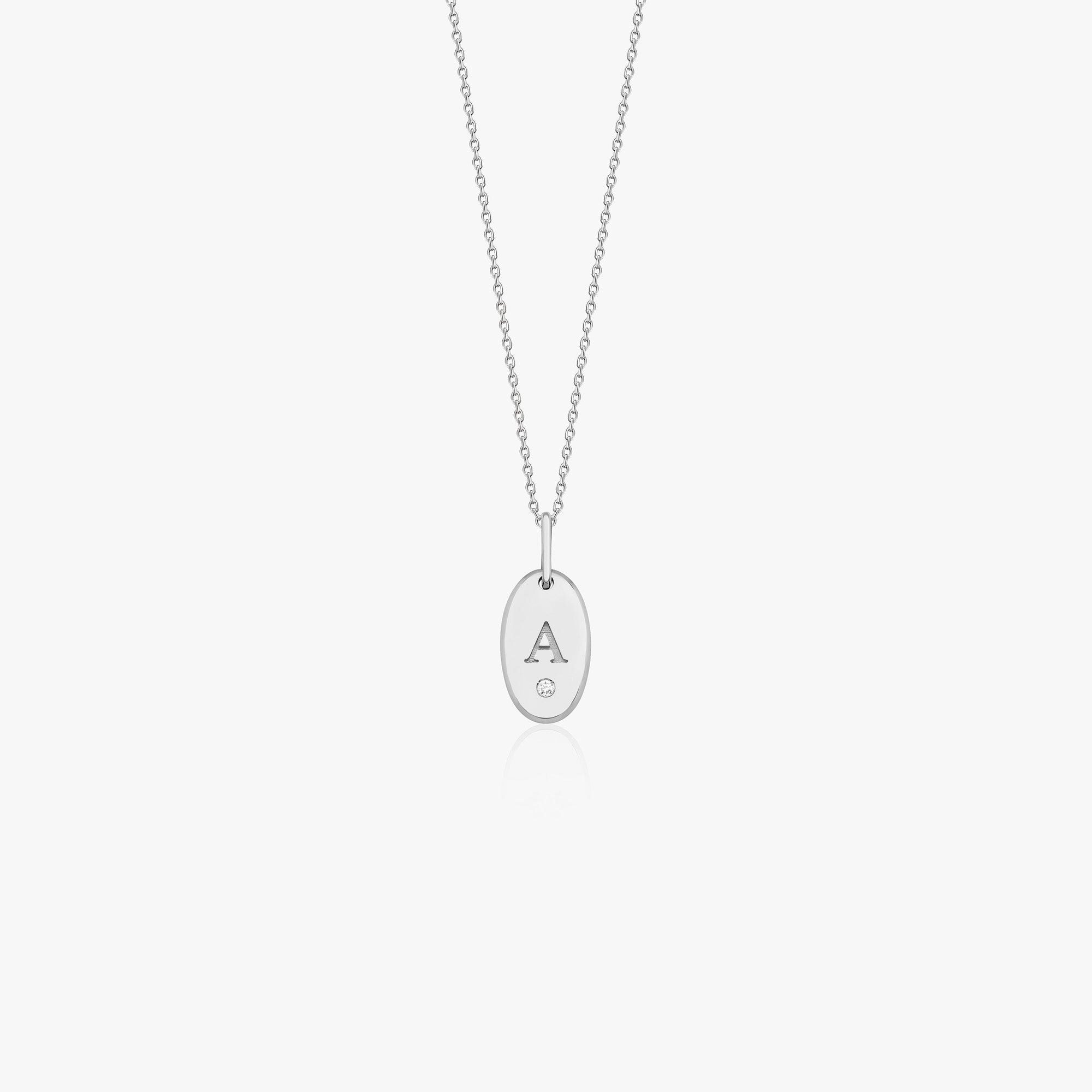 Birthstone Oval Initial Pendant Necklace in 14K Gold