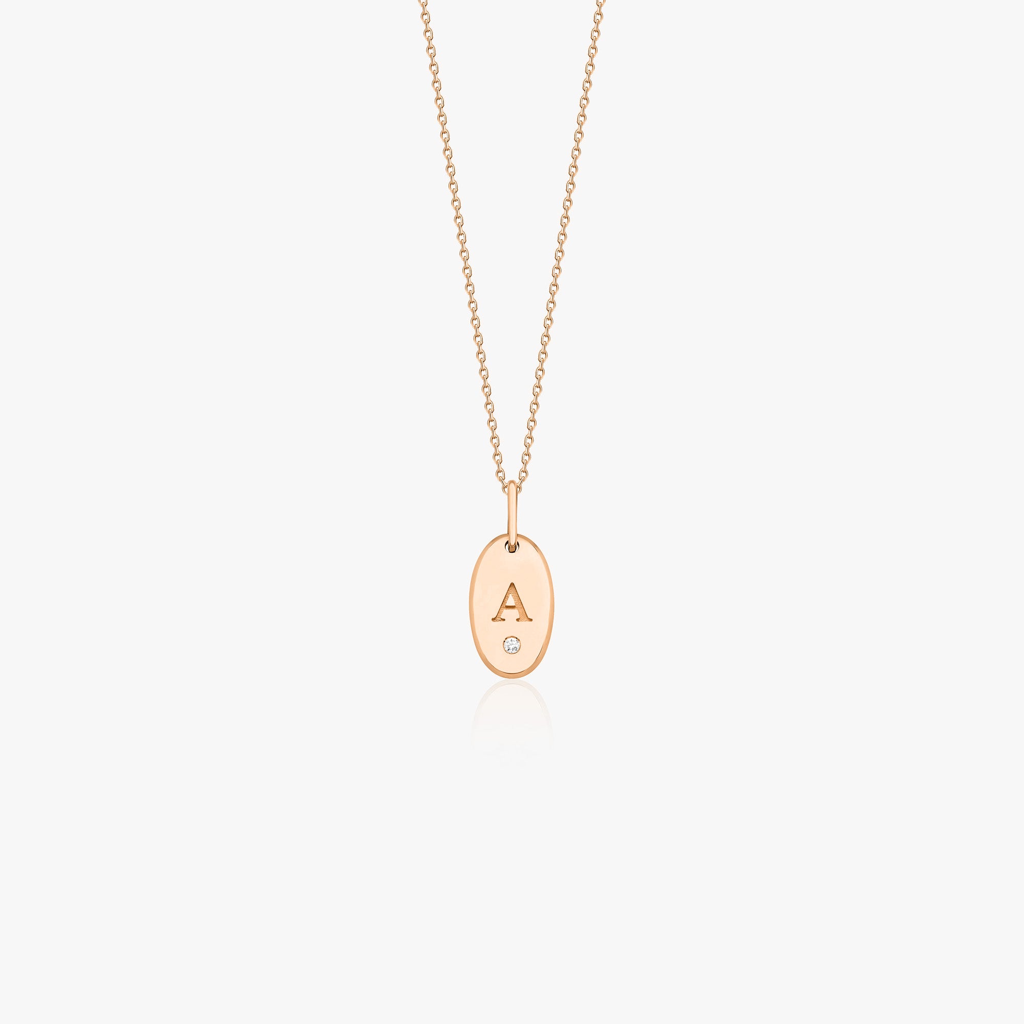 Birthstone Oval Initial Pendant Necklace in 14K Gold