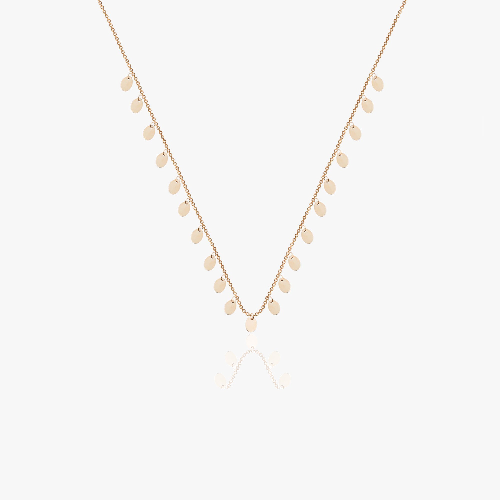 Oval Dangle Station Necklace in 14K Gold