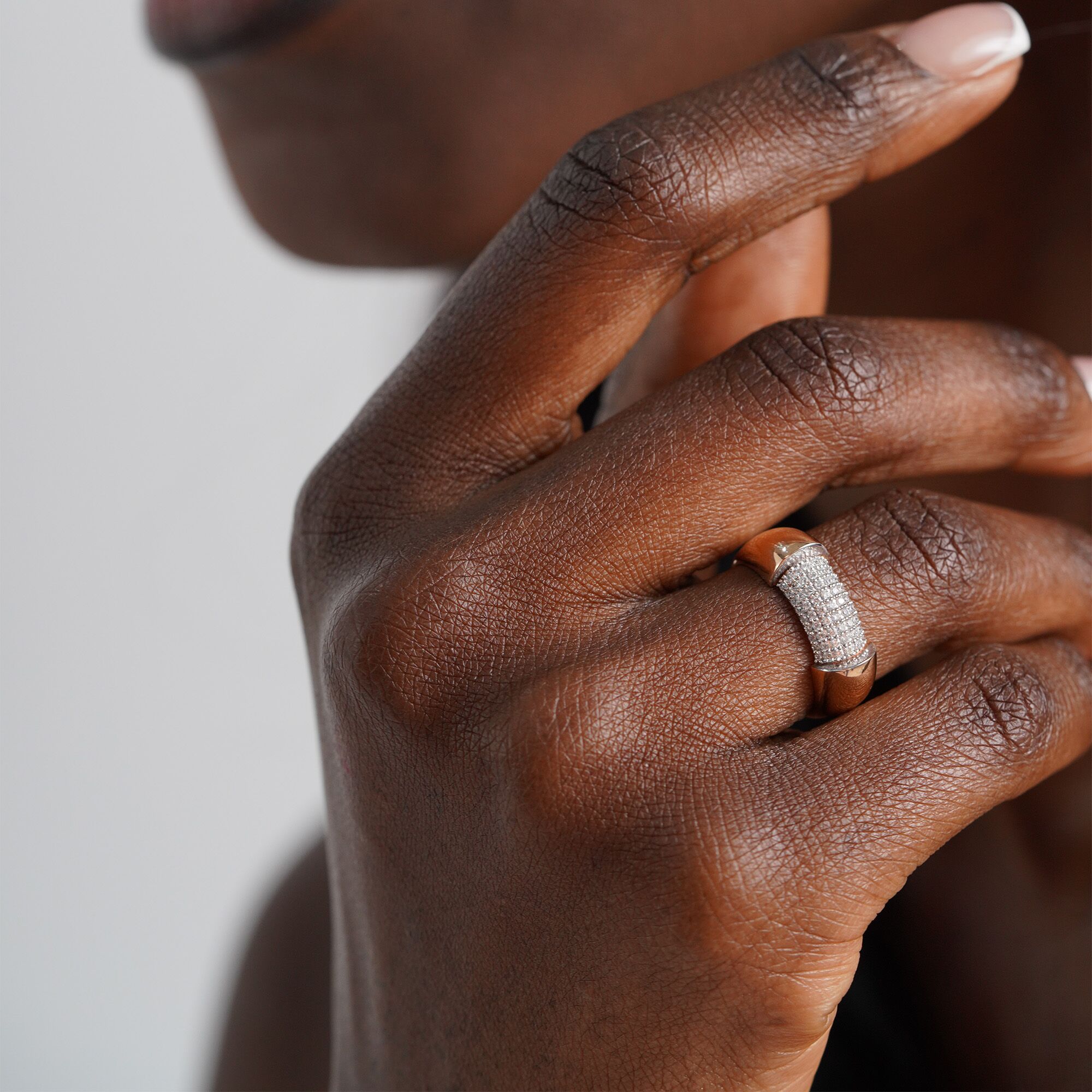 Modern Pave Set Diamond Ring in 14K Gold