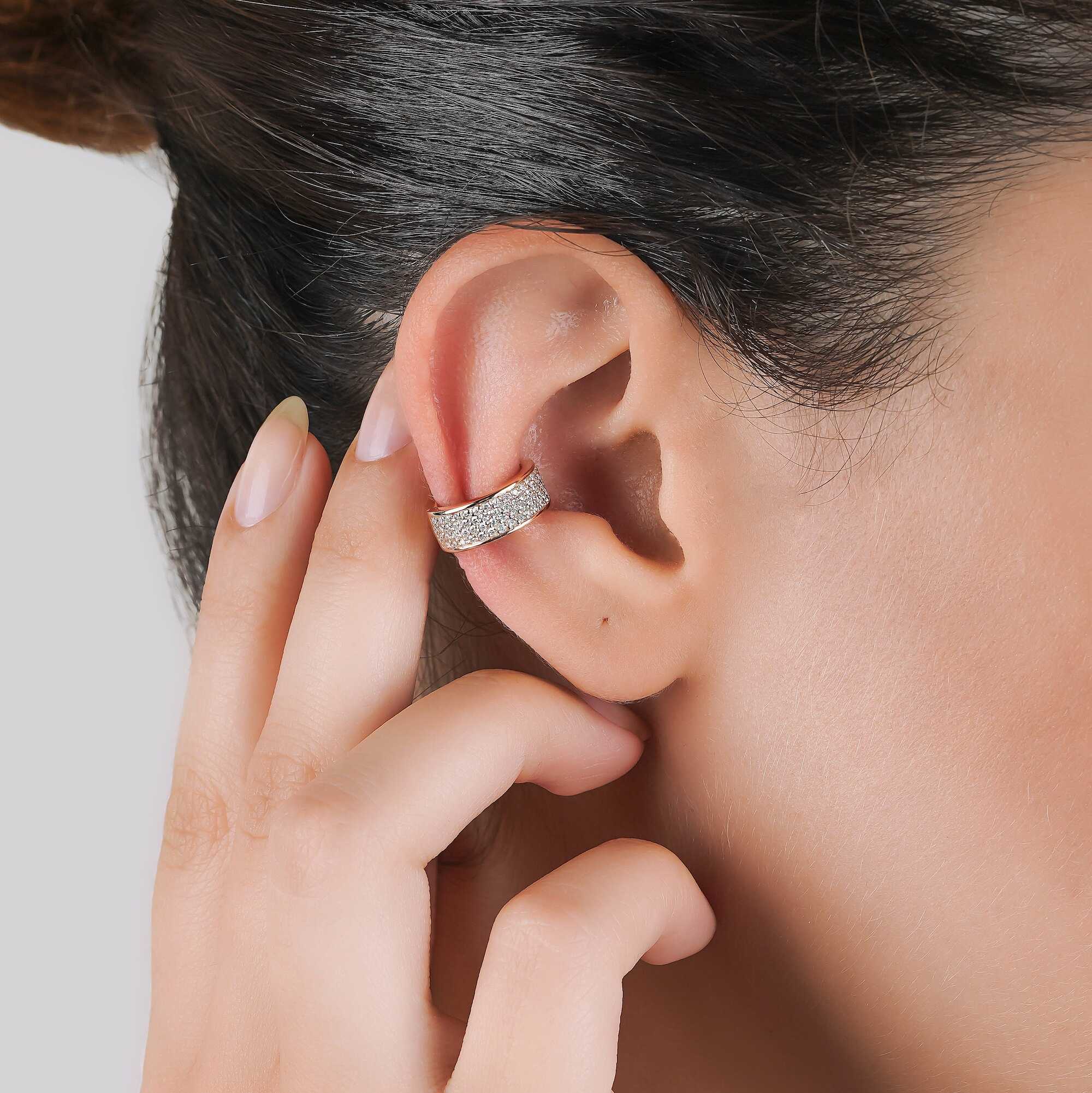 Pave Diamond Ear Cuff Available in 14K and 18K Gold