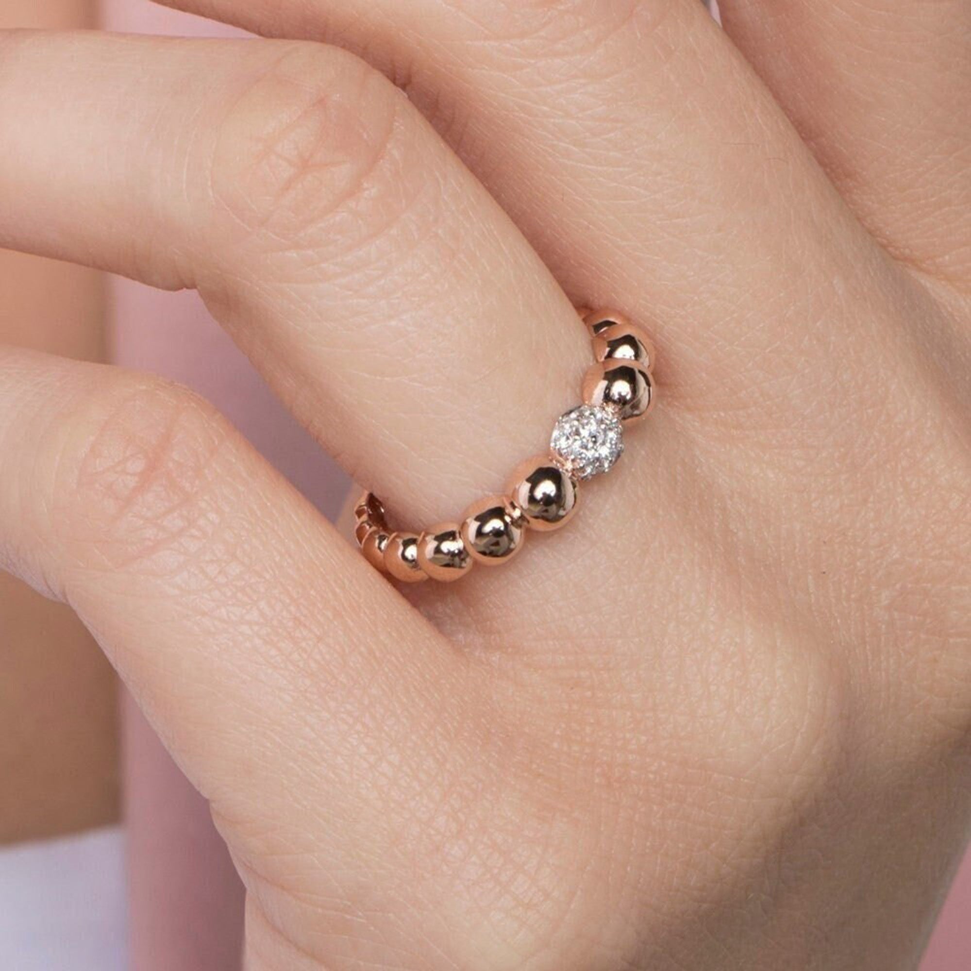 Pave Diamond Bubble Ring in 14K Gold