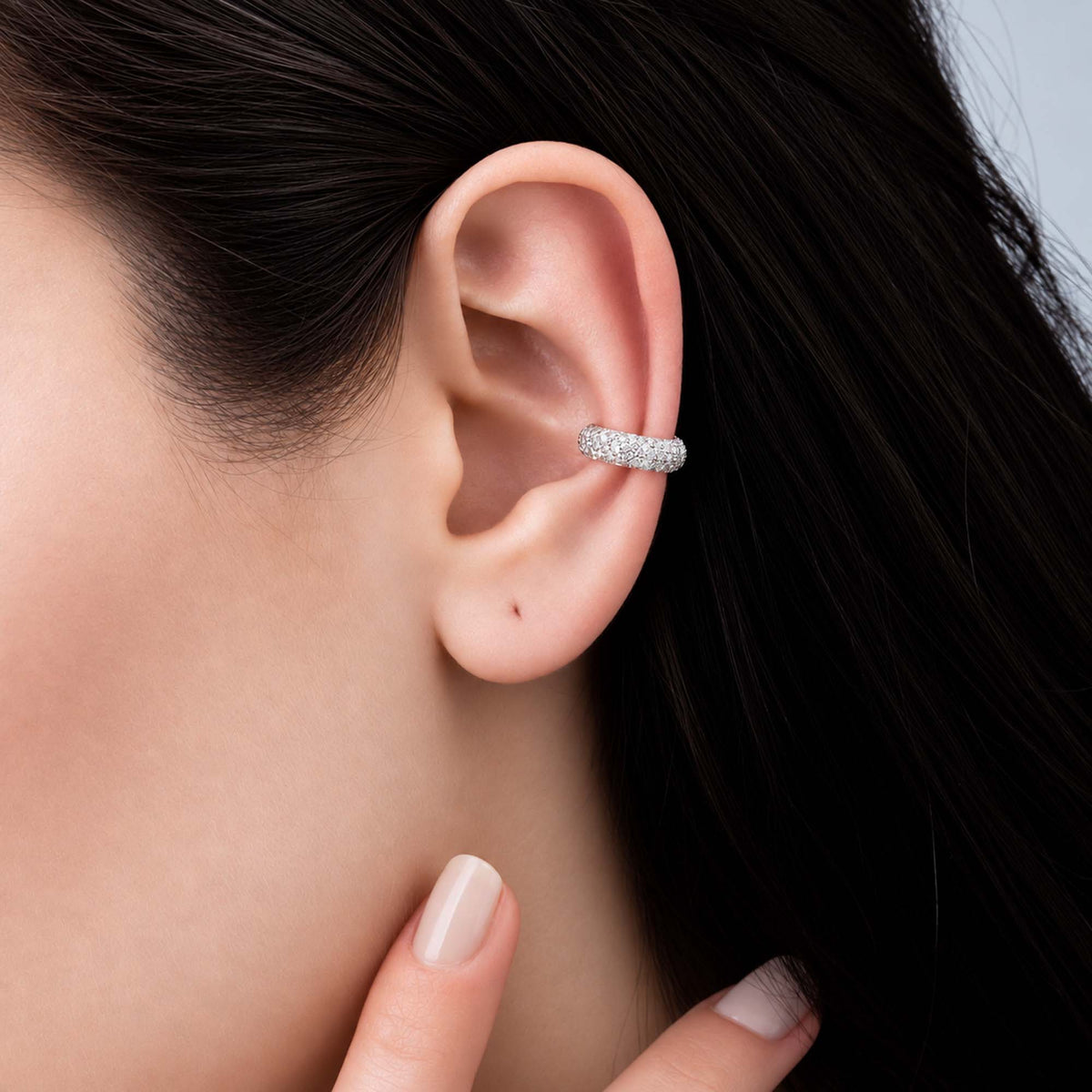 Pave Diamond Circle Ear Cuff in 14K Gold