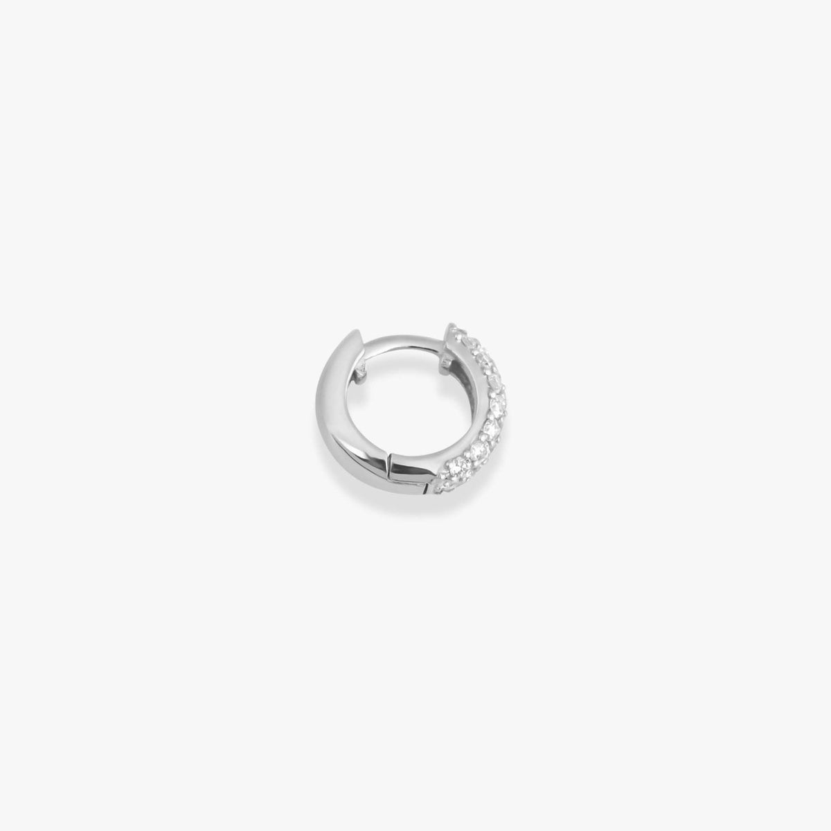 Single Mini Pave Diamond Hoop in 14K Gold