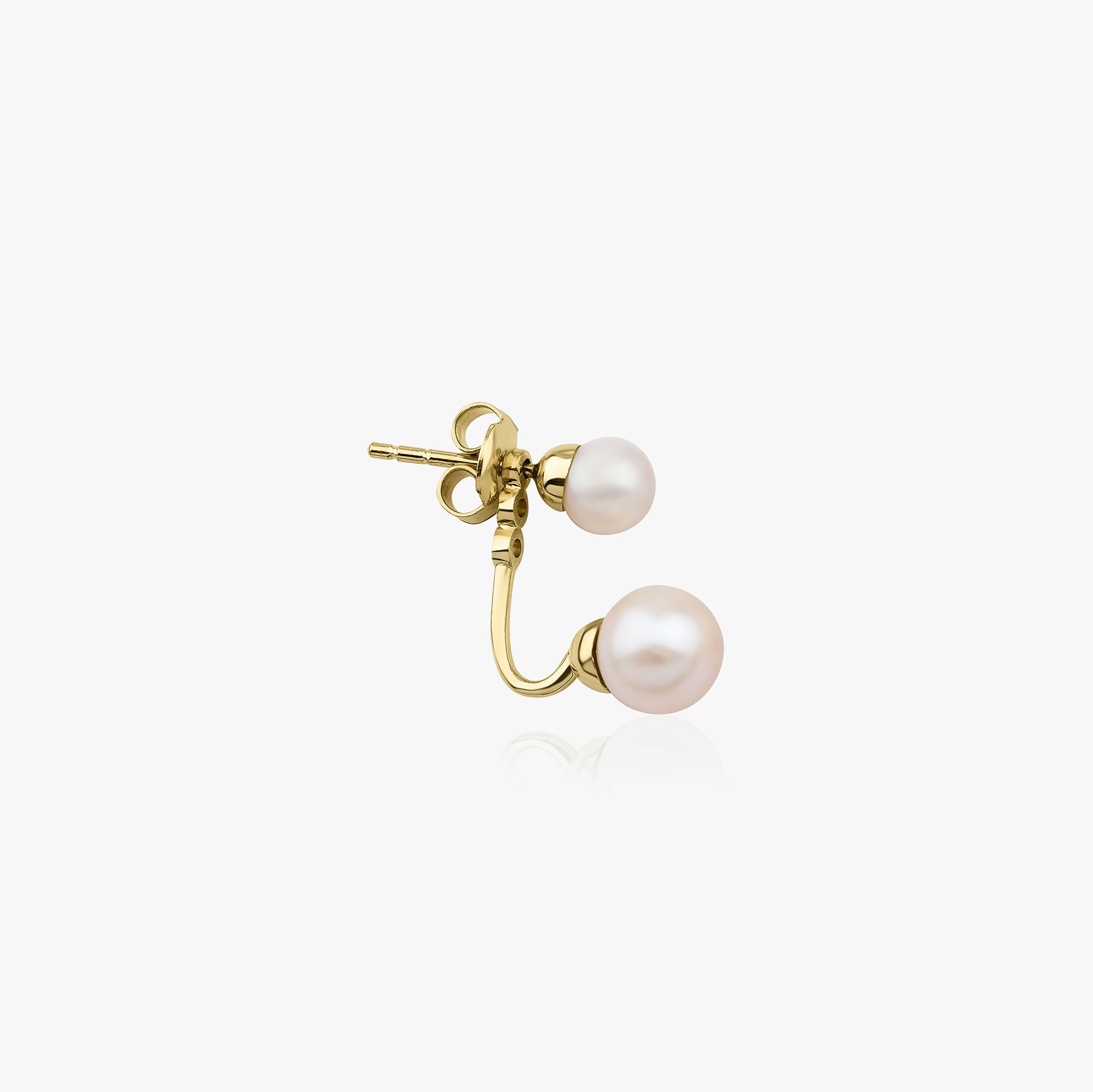 Single Pearl Ear Jacket Earring in 14K Gold