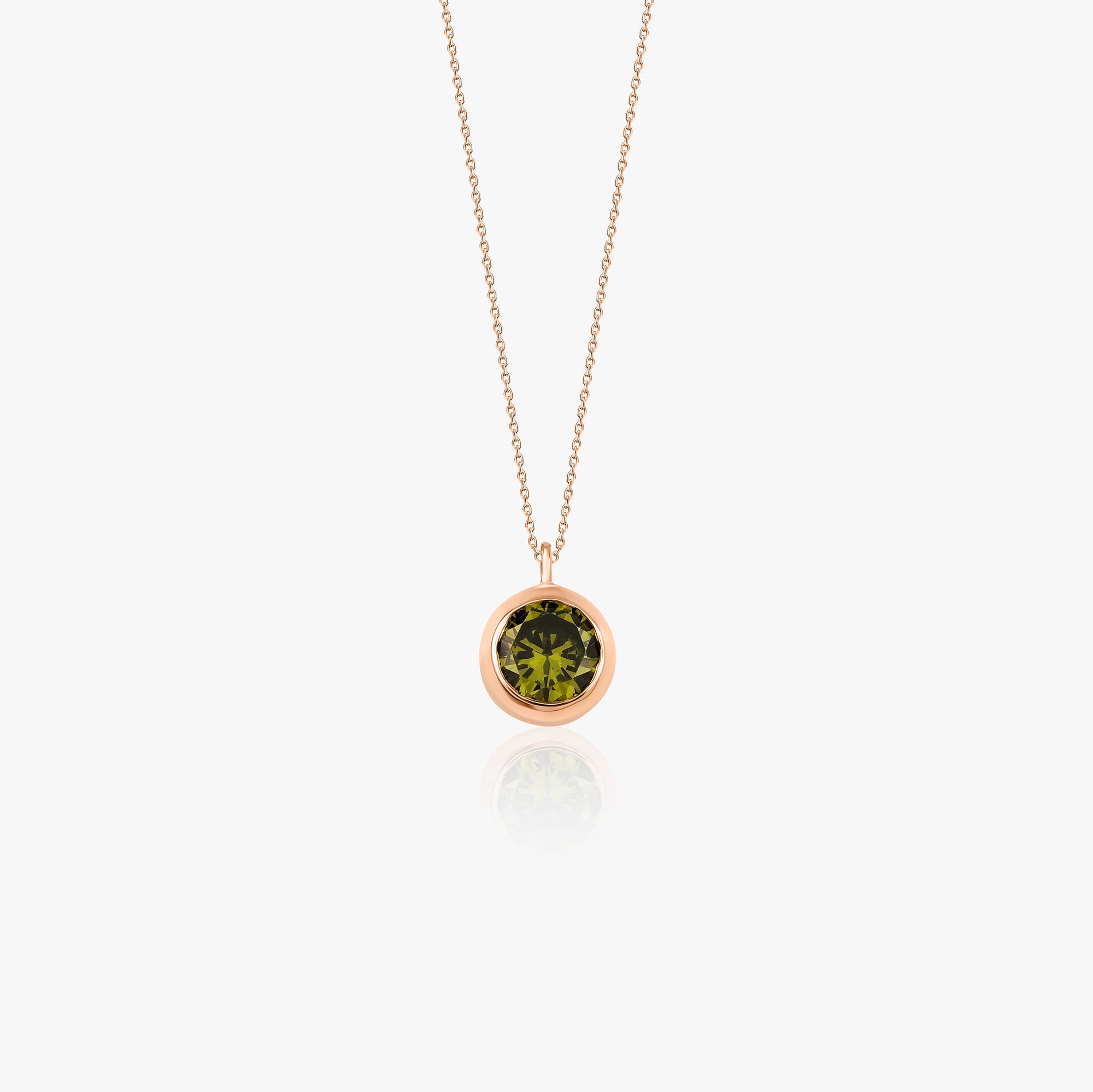 Bezel Set Peridot Necklace in 14K Gold