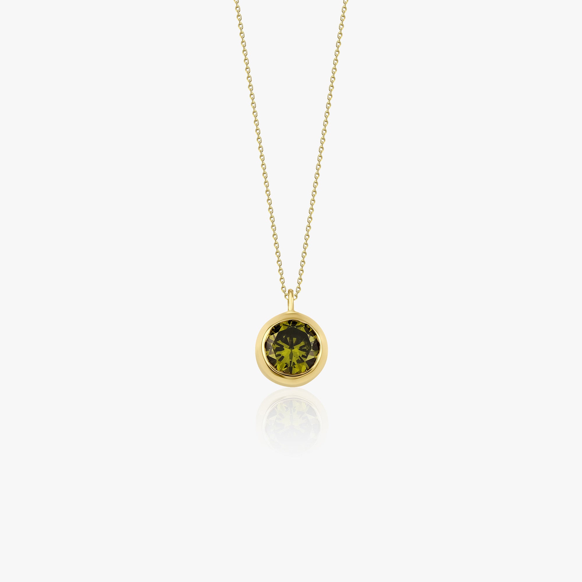 Bezel Set Peridot Necklace in 14K Gold