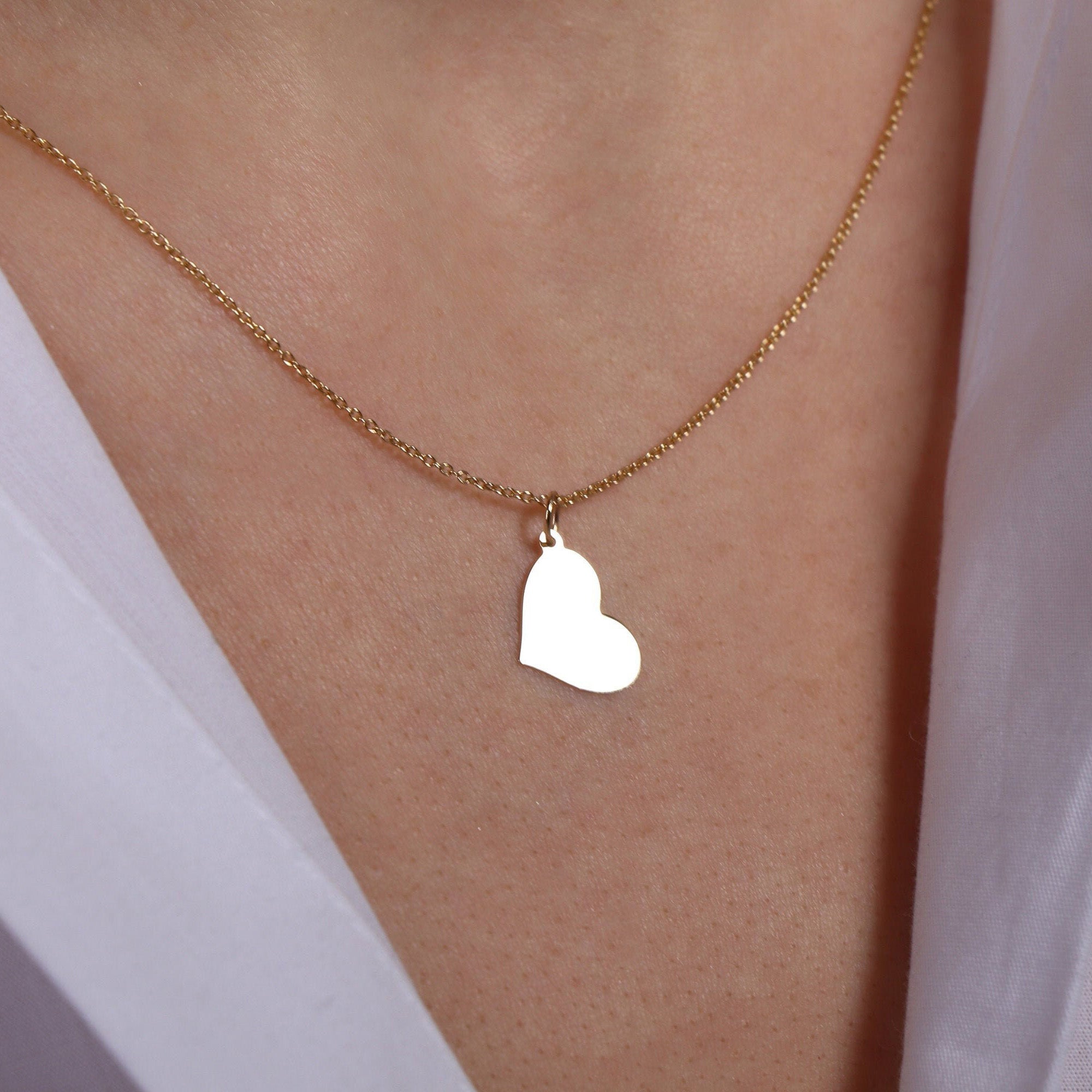 Minimal Sideways Heart Necklace in 14K Gold