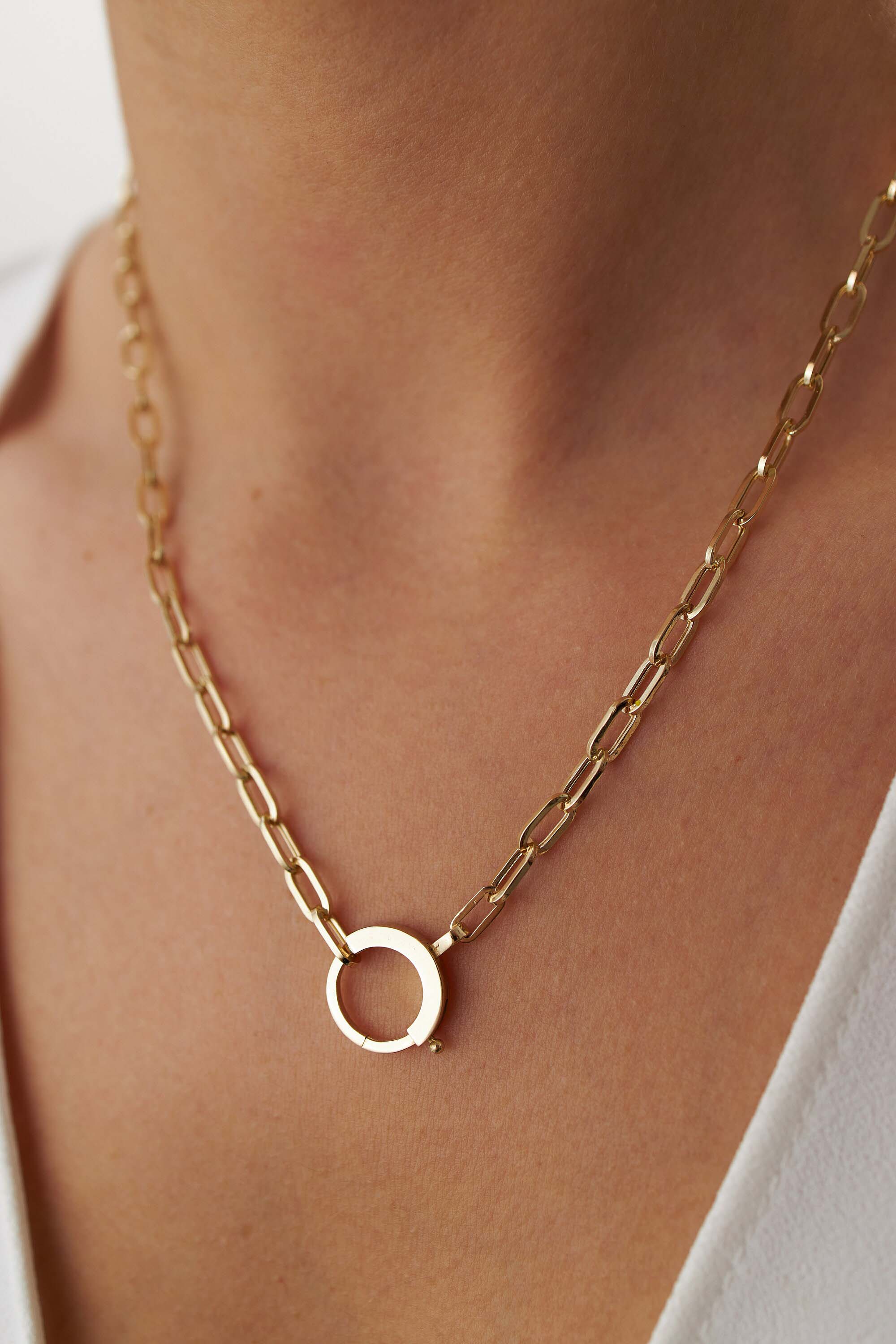 Paperclip Lock Necklace in 14K Gold
