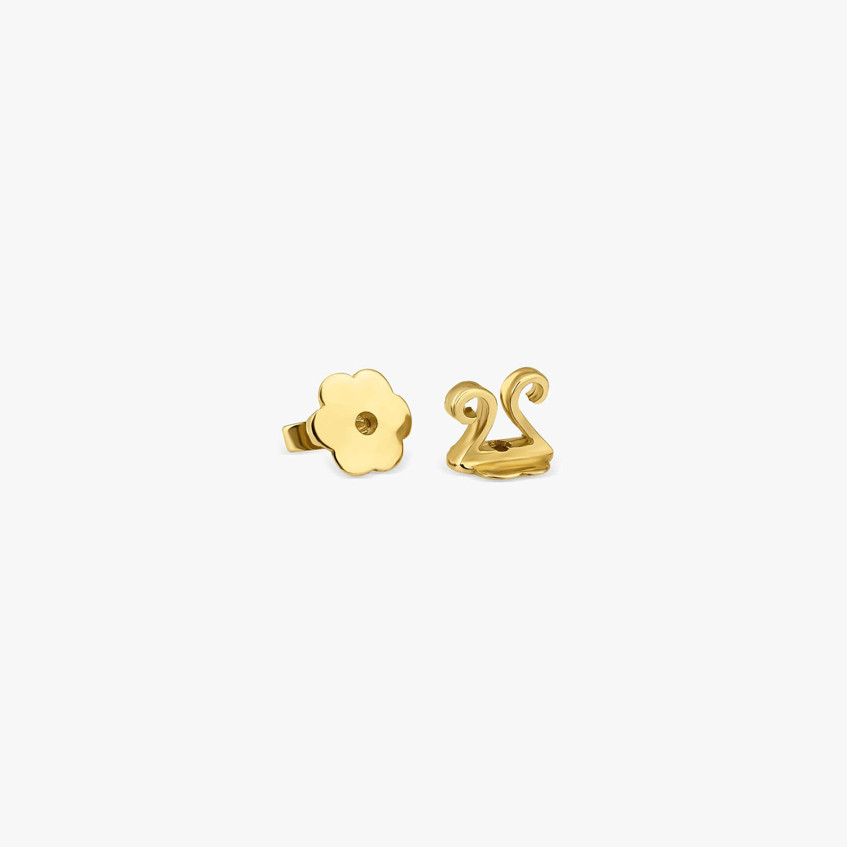 Mini Bezel Set Princess Cut Emerald Studs in 14K Gold