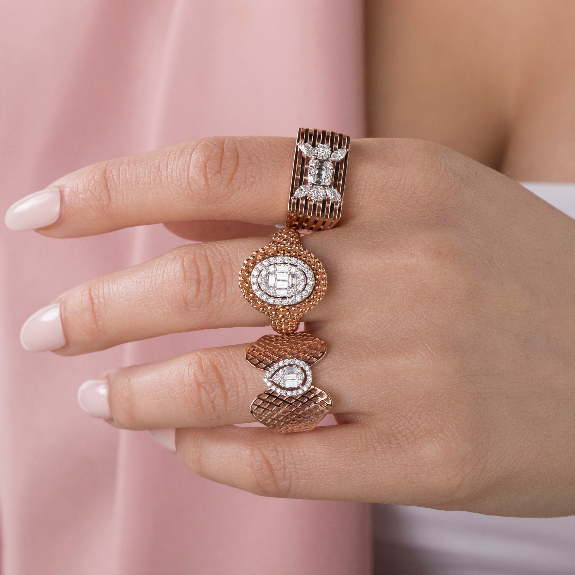 Beaded Queen's Ring in 14K Gold