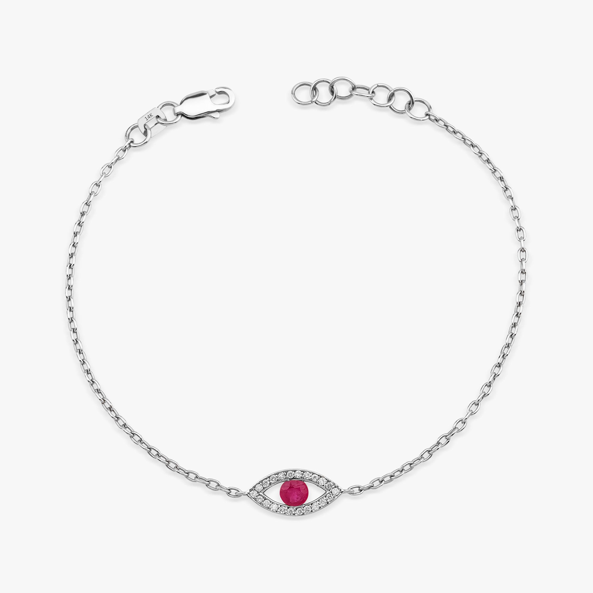 Ruby Evil Eye Bracelet in 14K Gold