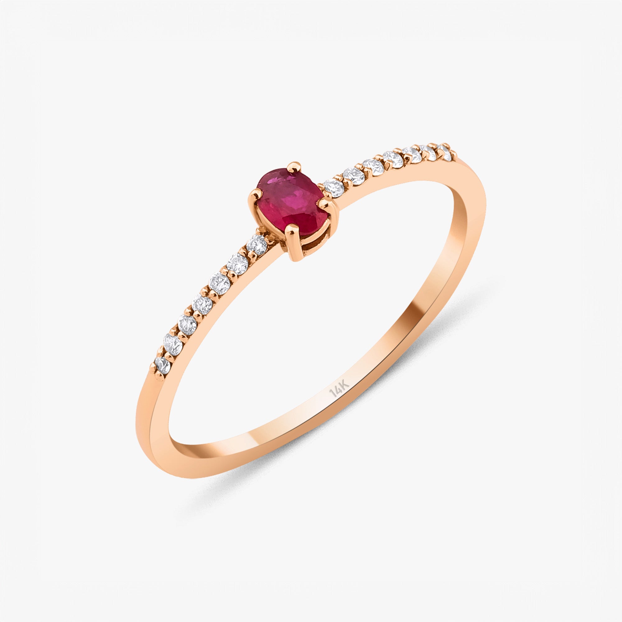Ruby and Diamond Half Eternity Ring in 14K Gold