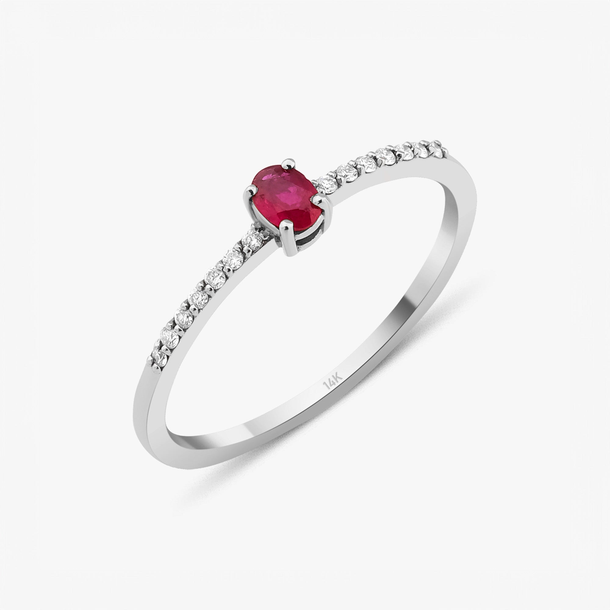 Ruby and Diamond Half Eternity Ring in 14K Gold