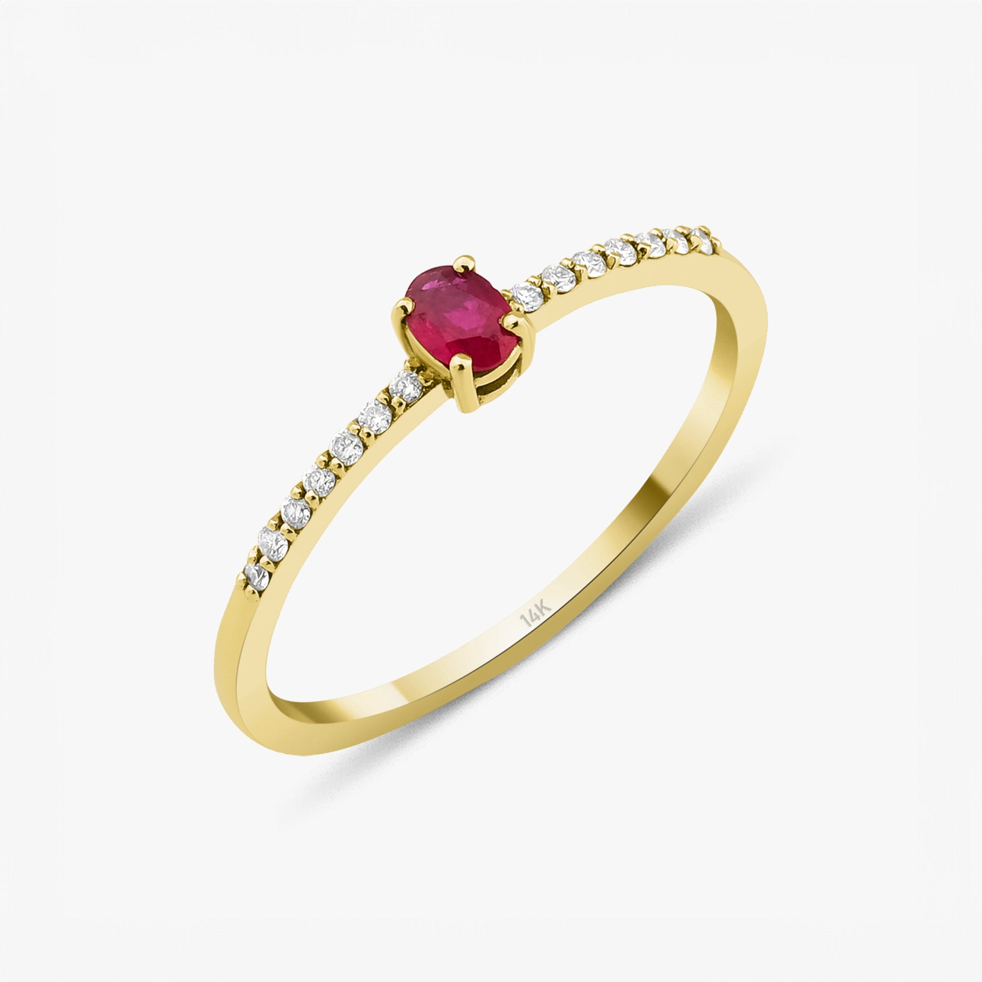 Ruby and Diamond Half Eternity Ring in 14K Gold