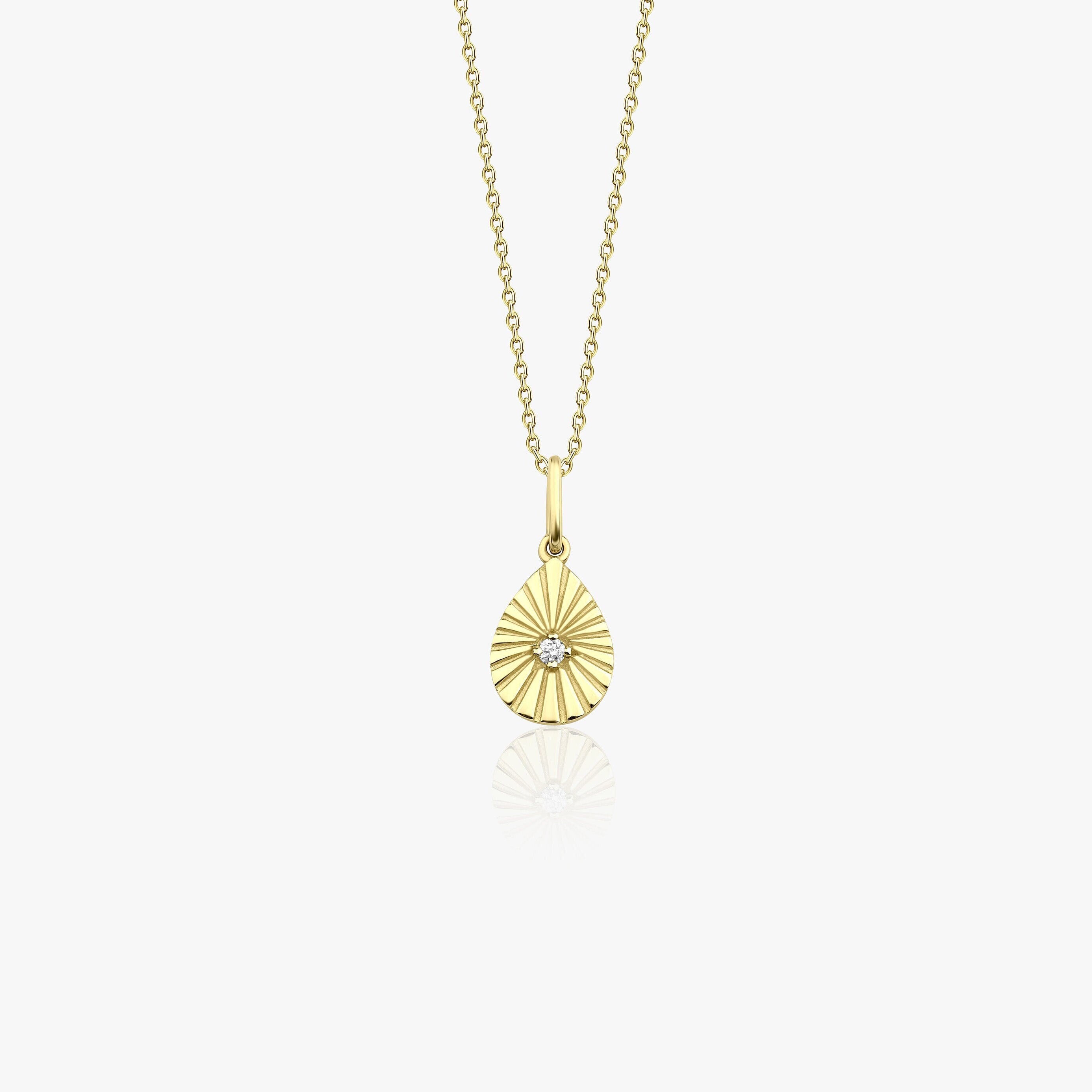 Mini Diamond Raindrop Necklace in 14K Gold