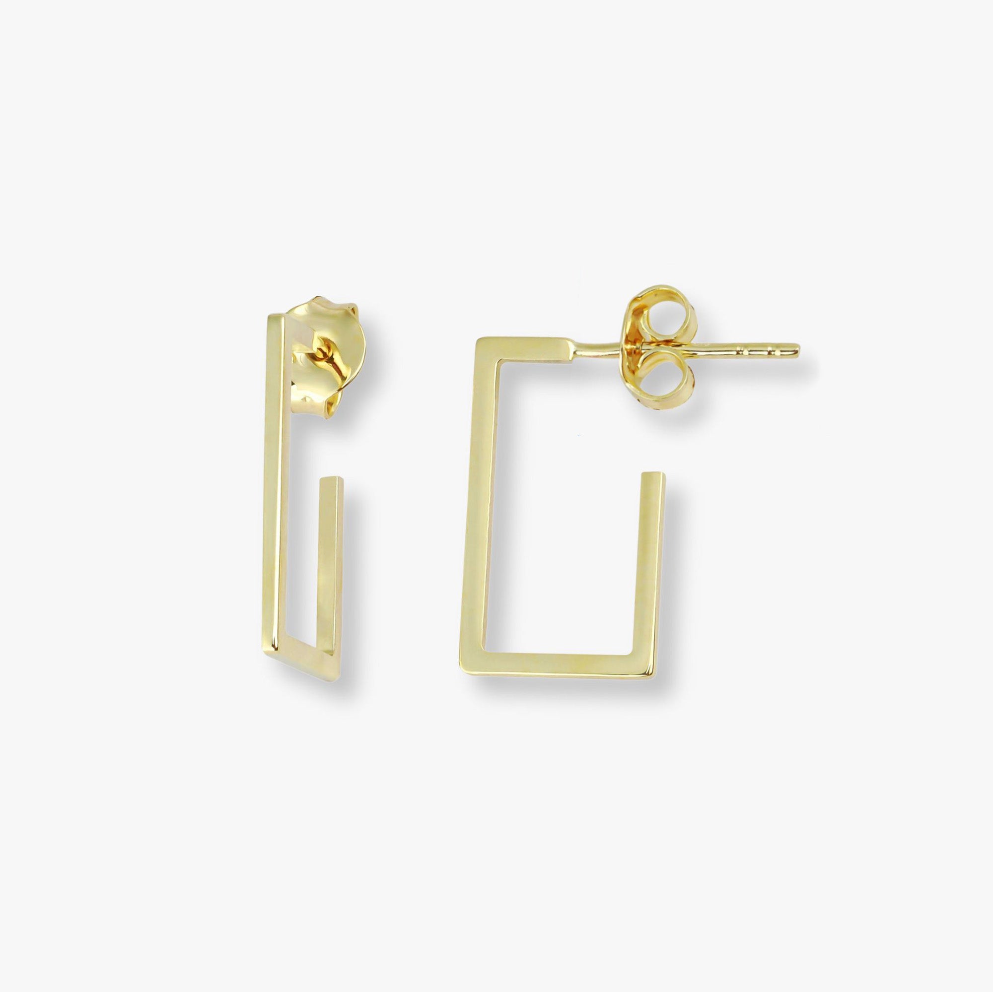 Modern Rectangle Studs in 14K Gold