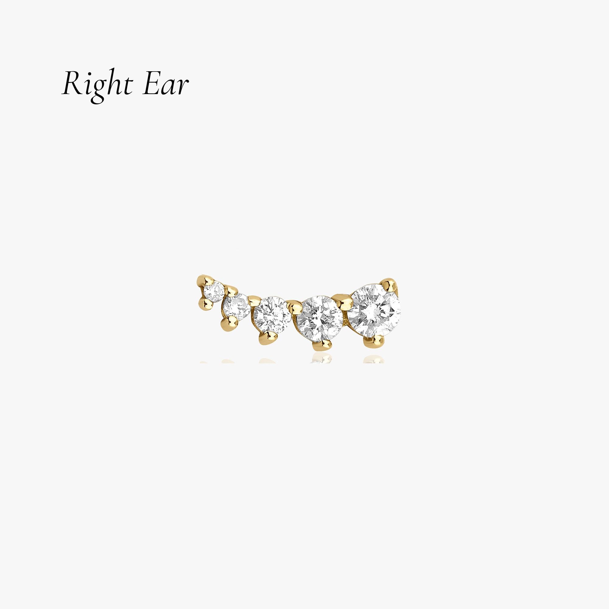 Minimal Diamond Ear Climber Stud(s) Available in 14K and 18K Gold