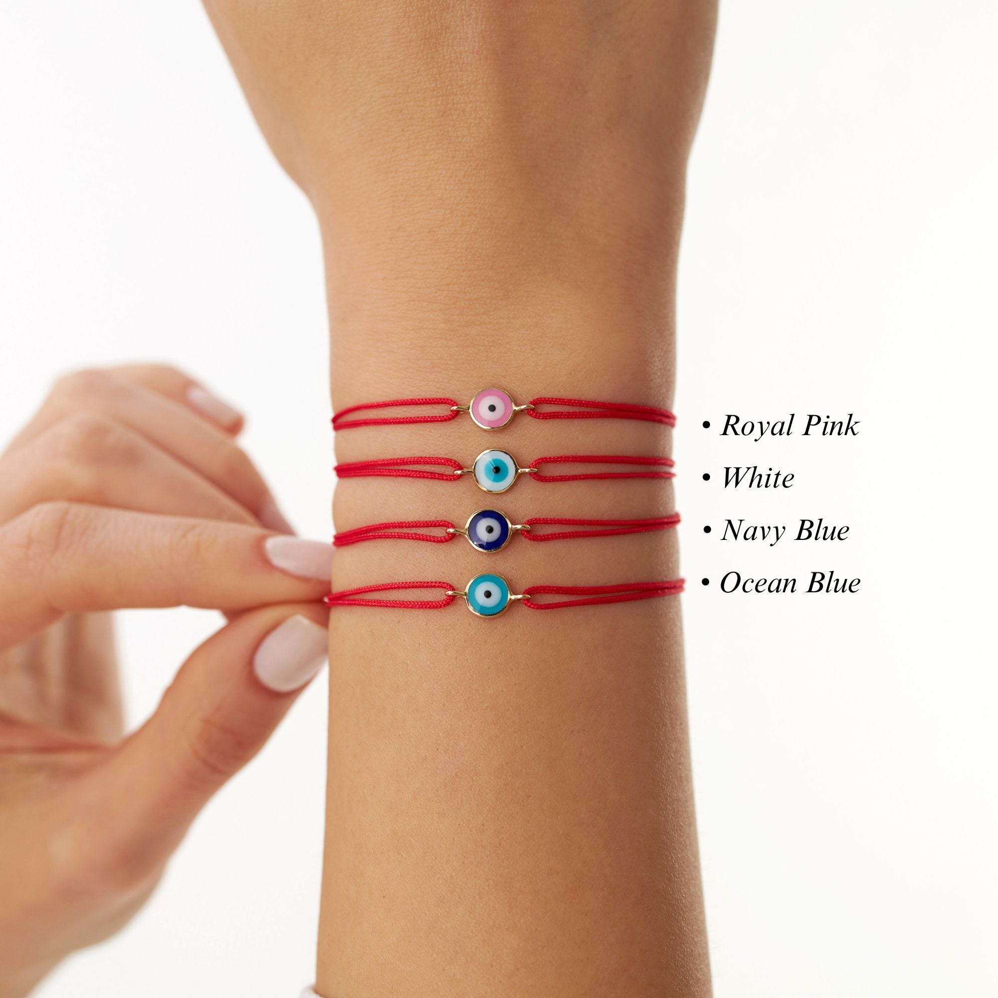 Royal Pink Evil Eye Bracelet in 14K Gold