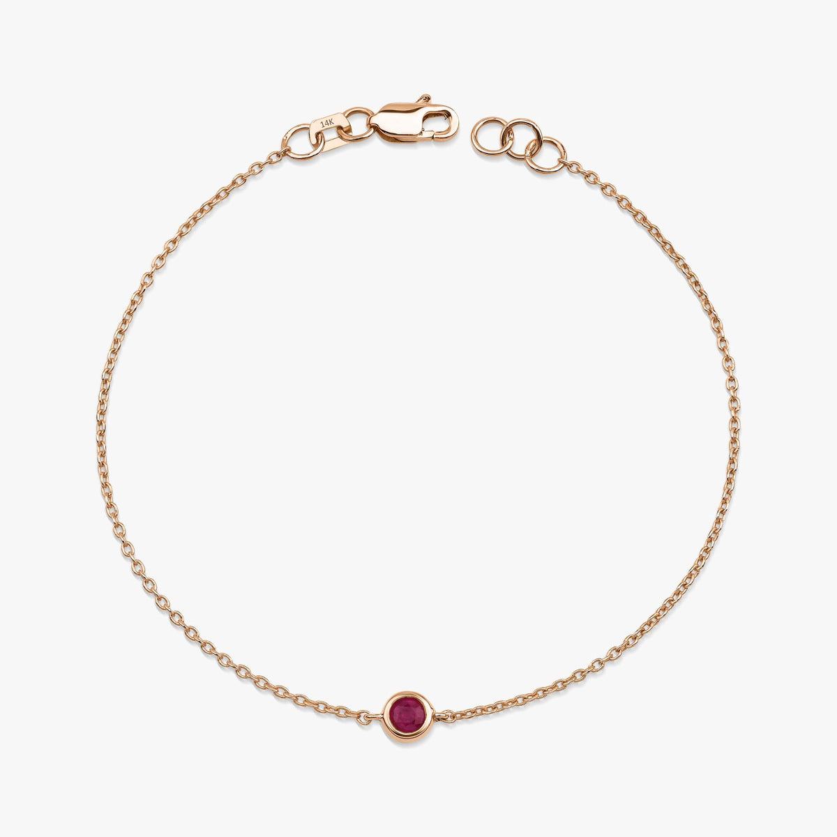 Ruby Solitaire Bracelet in 14K Gold