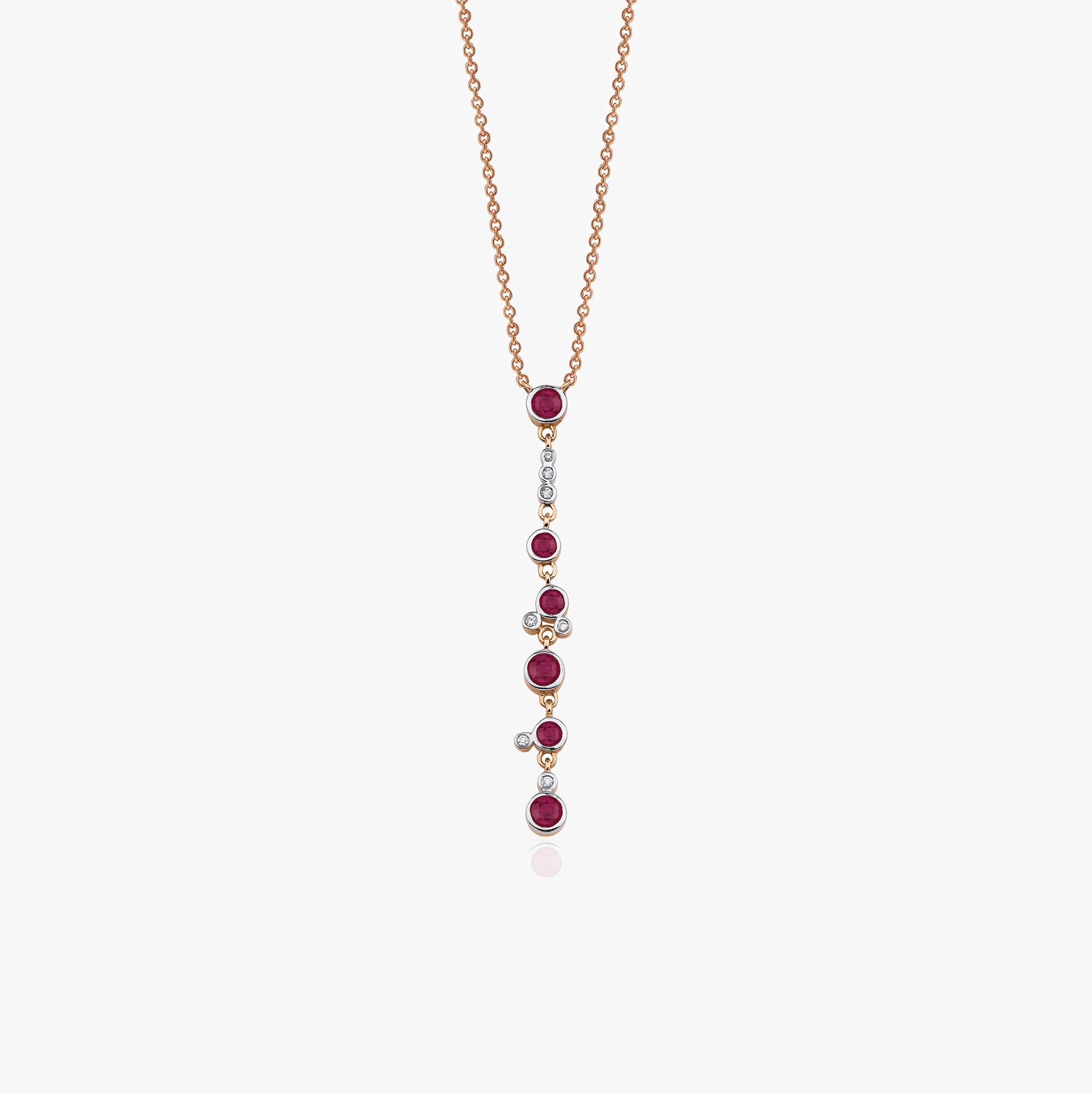 Ruby Waterfall Lariat Necklace in 14K Gold