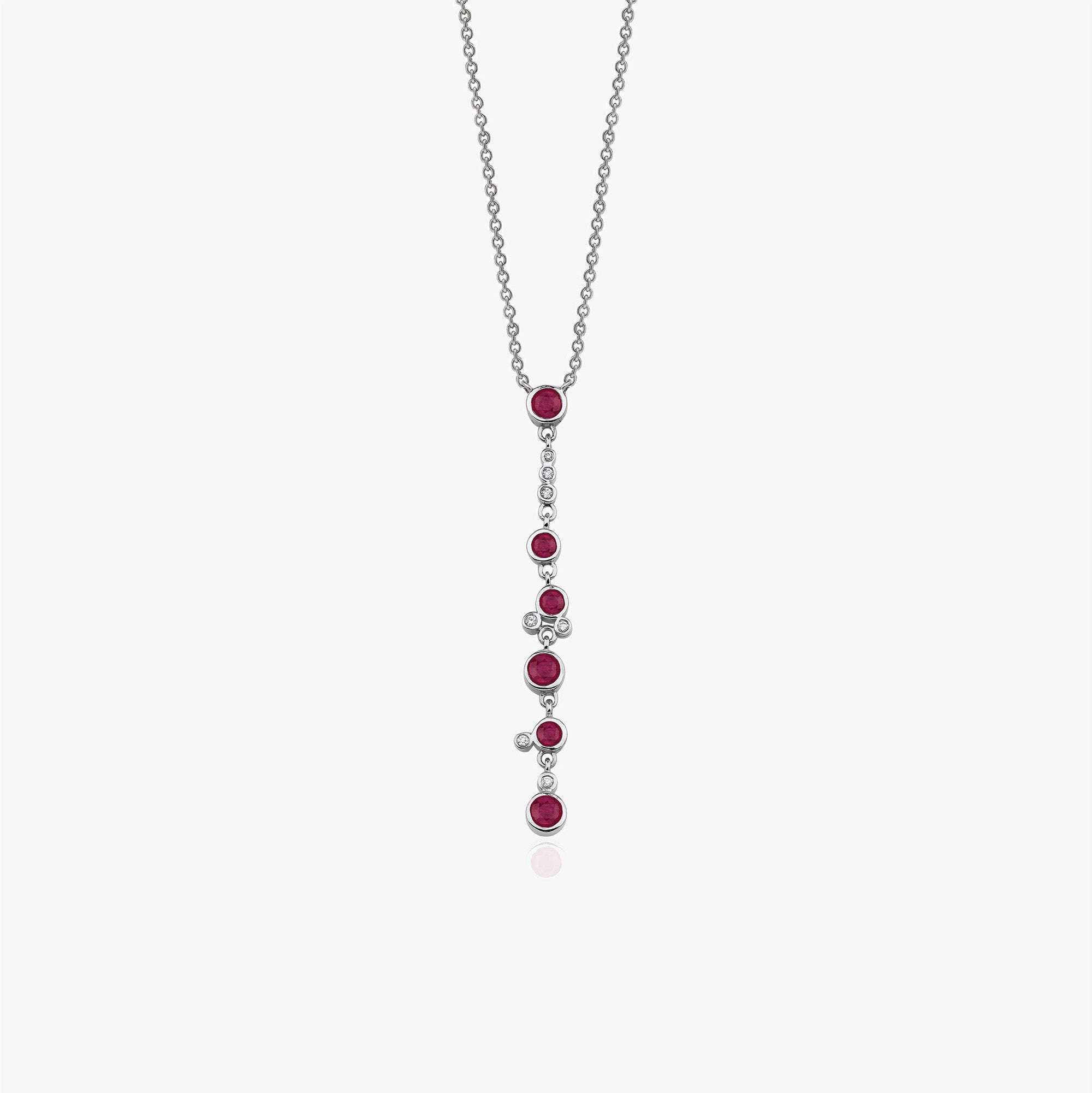 Ruby Waterfall Lariat Necklace in 14K Gold